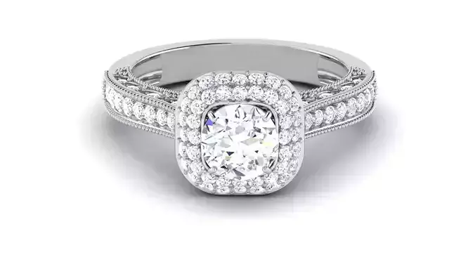 Solitaire Engagement Wedding Double Halo Bridal Ring 3D print model