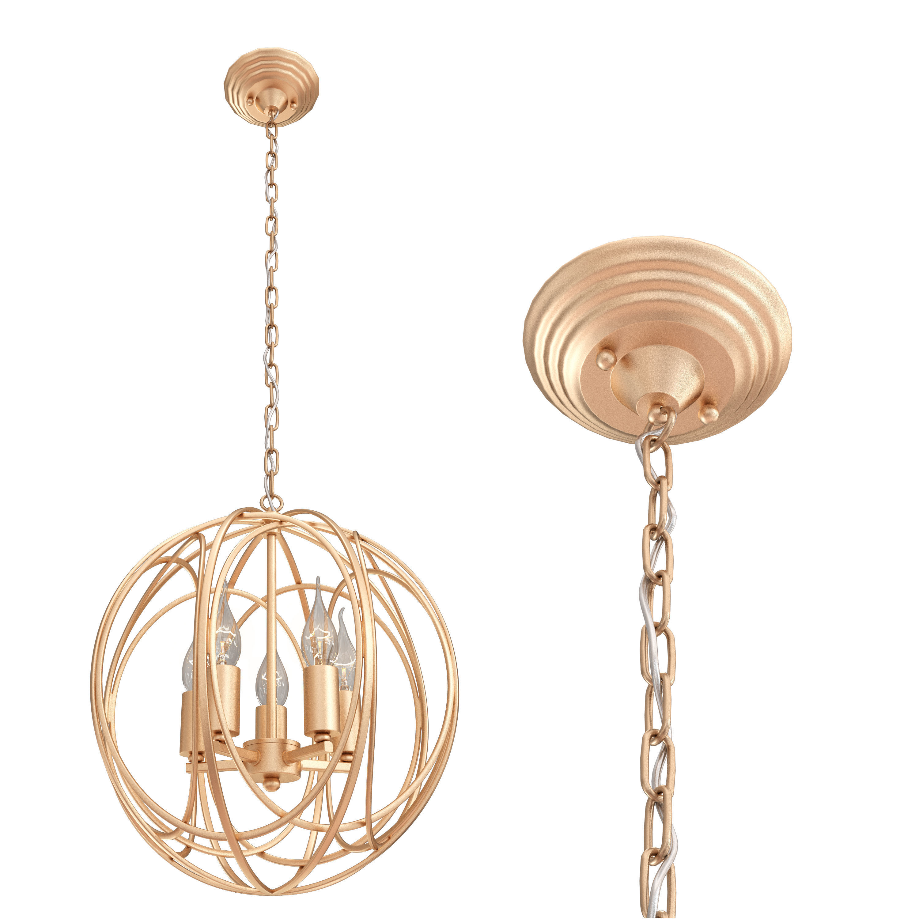 Modern Cage Chandelier 3D model_3
