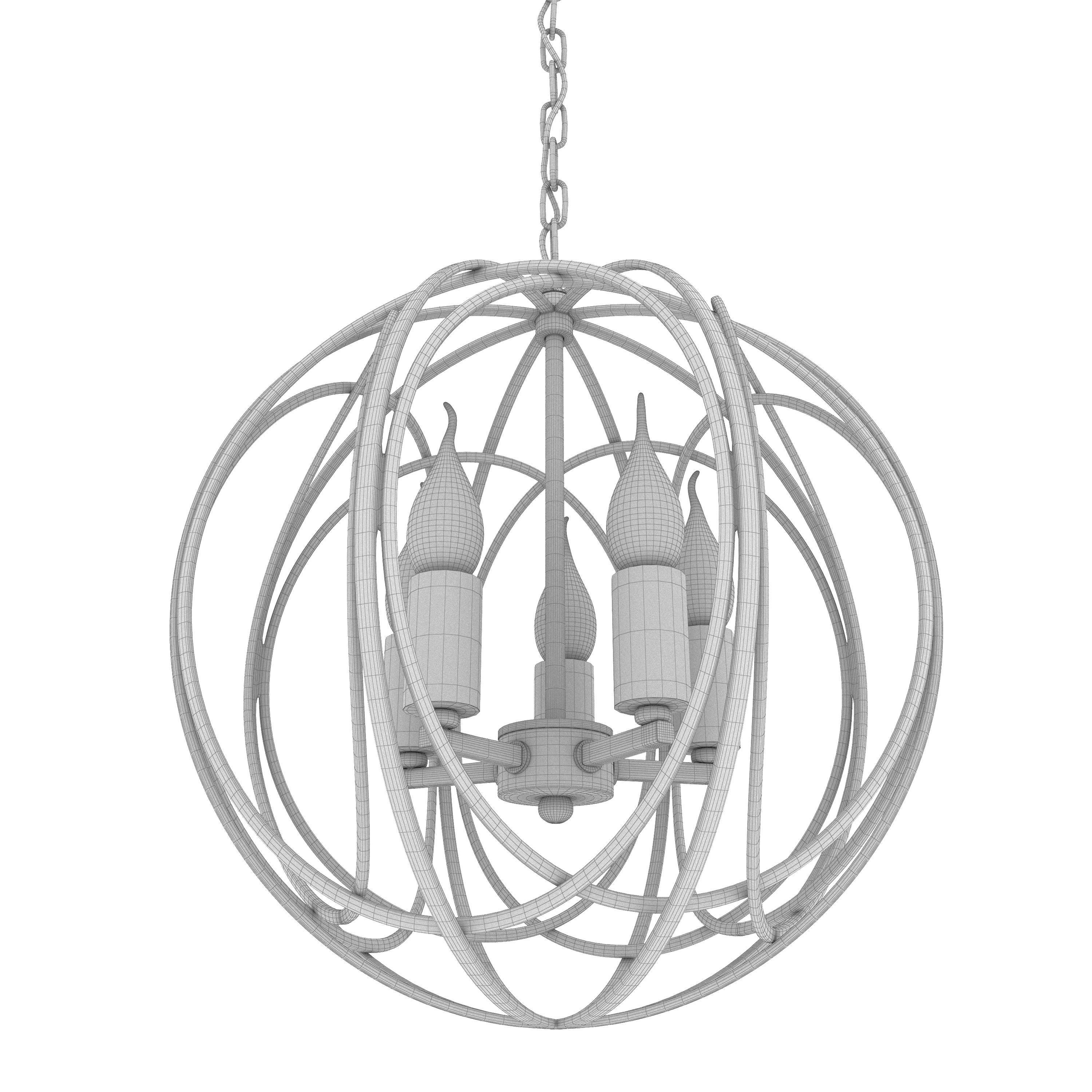 Modern Cage Chandelier 3D model_6