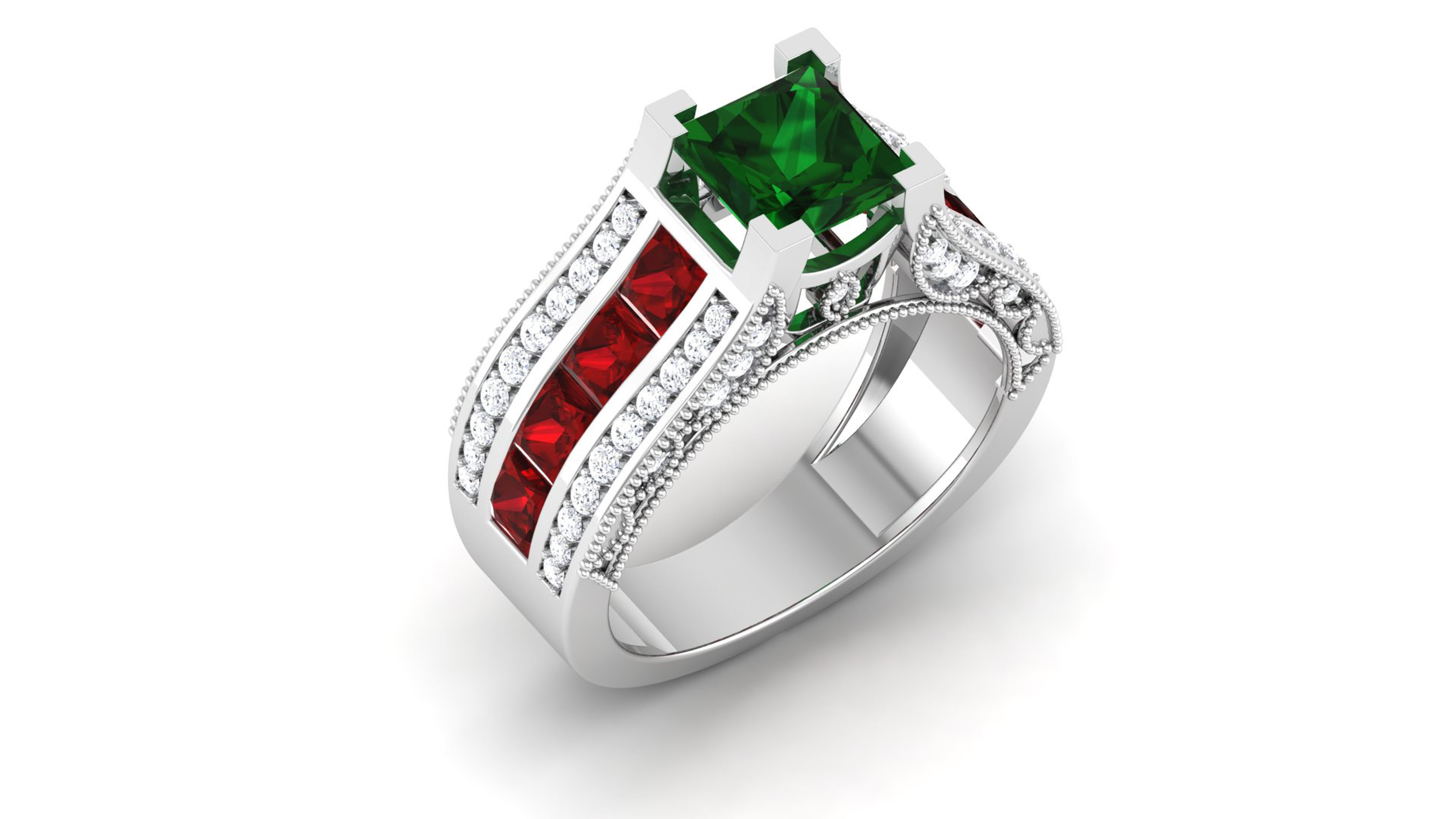 Solitaire Engagement Wedding Pricess Diamond Ring 3D print model_2