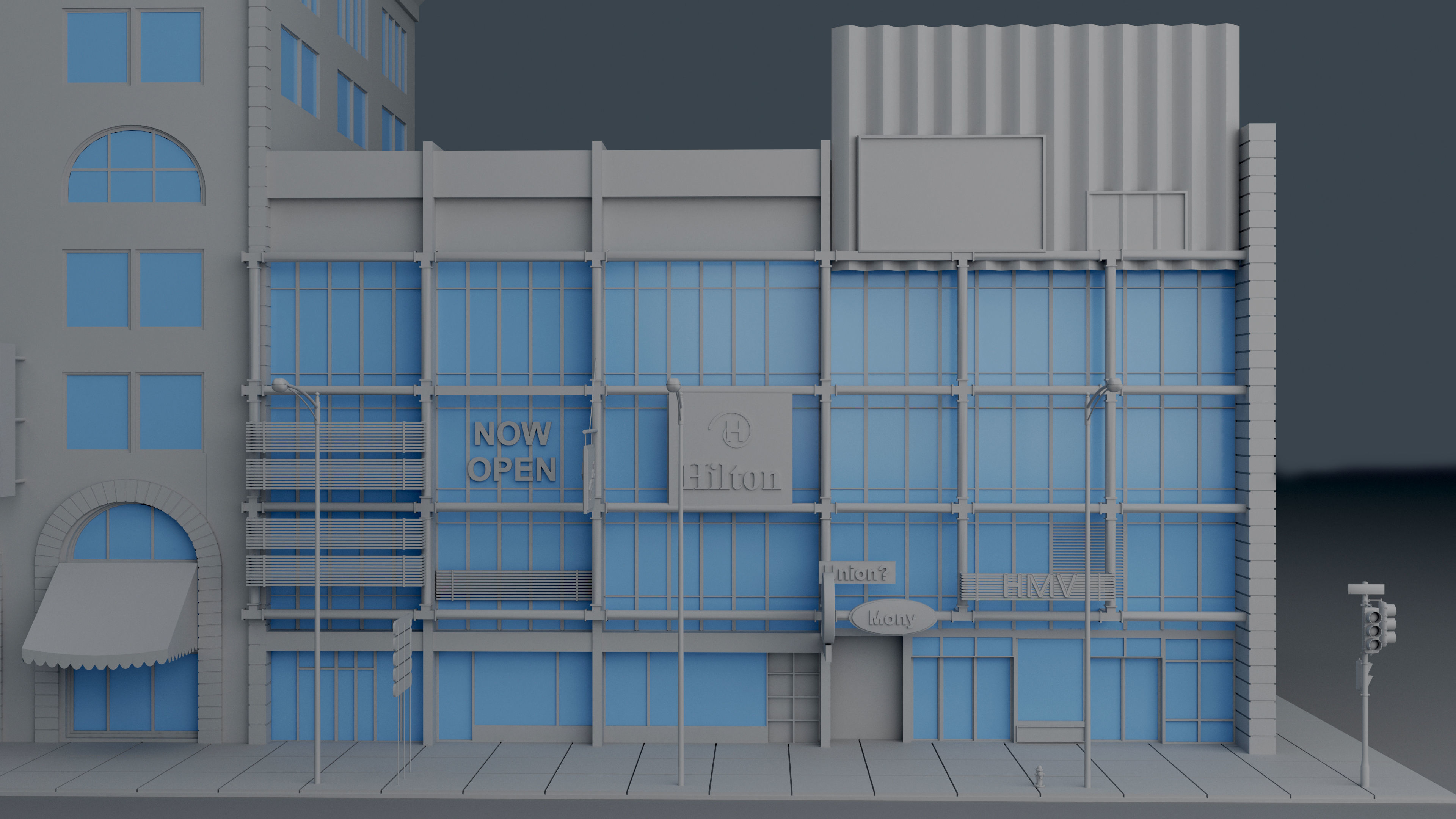 3d commercial building 3D model_2
