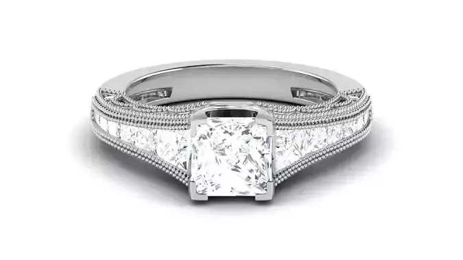 Solitaire Engagement Wedding Rings Princess Bridal Ring 3D print model