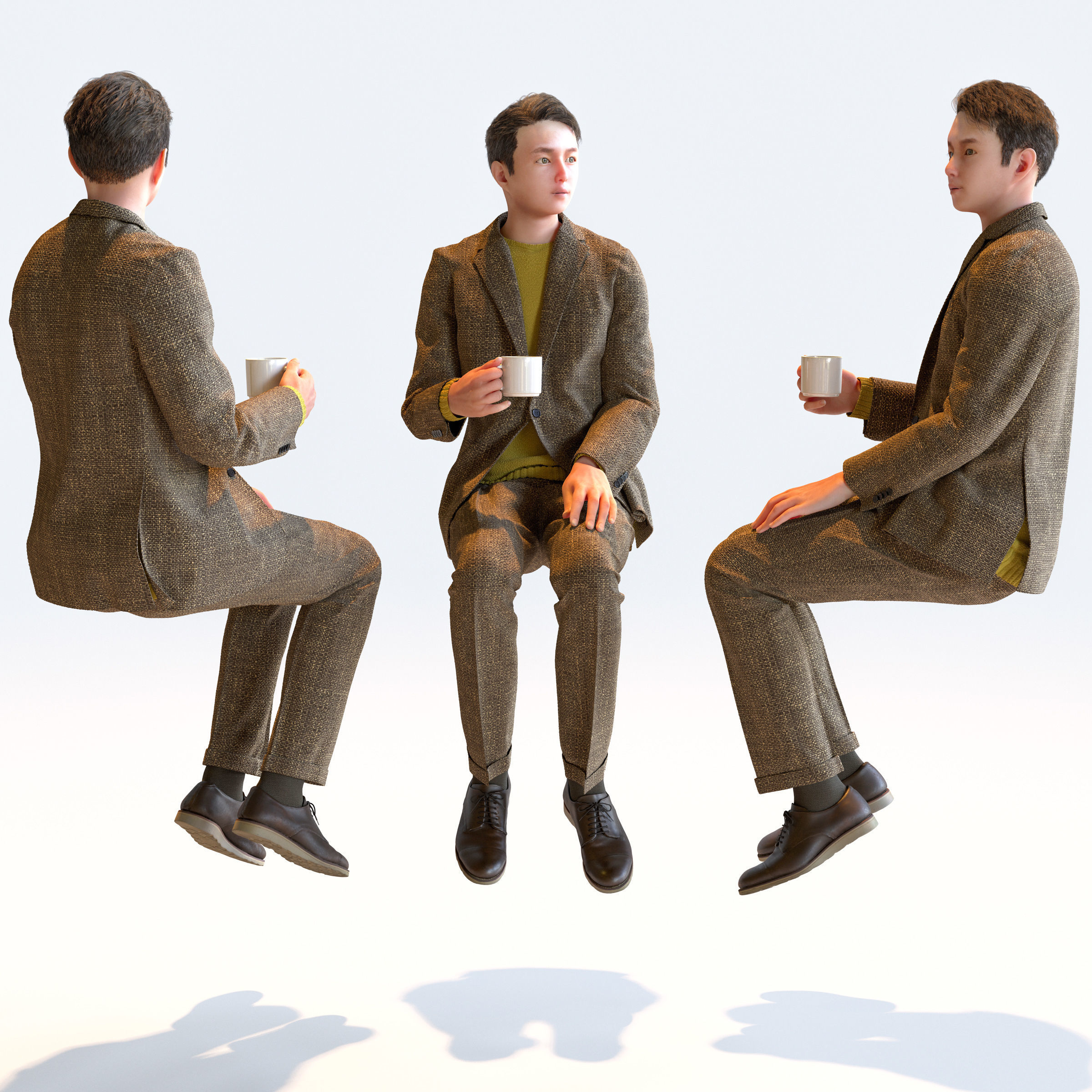 Posed Asian Smart Casual Man - 5 Pack 2 - S1-M2Y 3D model_5