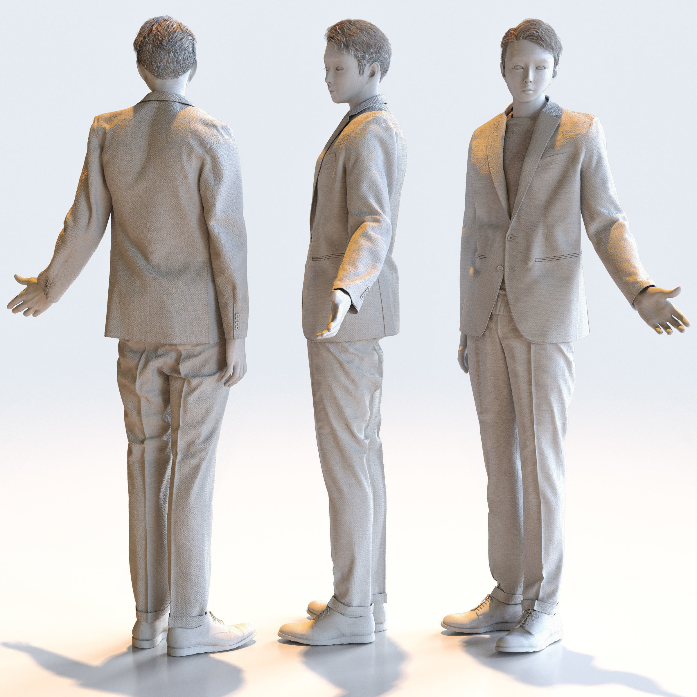 Posed Asian Smart Casual Man - 5 Pack 2 - S1-M2Y 3D model_3