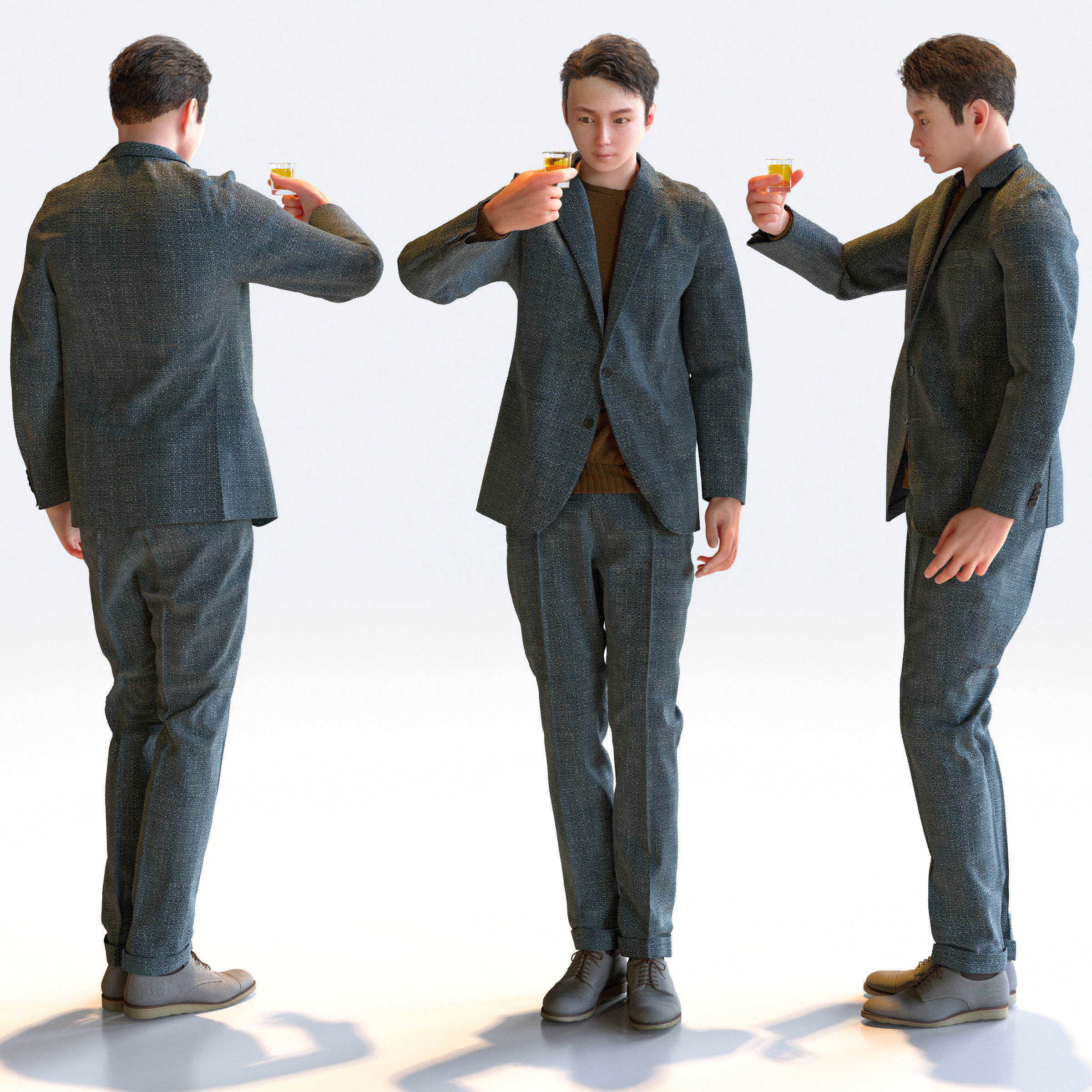 Posed Asian Smart Casual Man - 5 Pack 2 - S1-M2Y 3D model_8