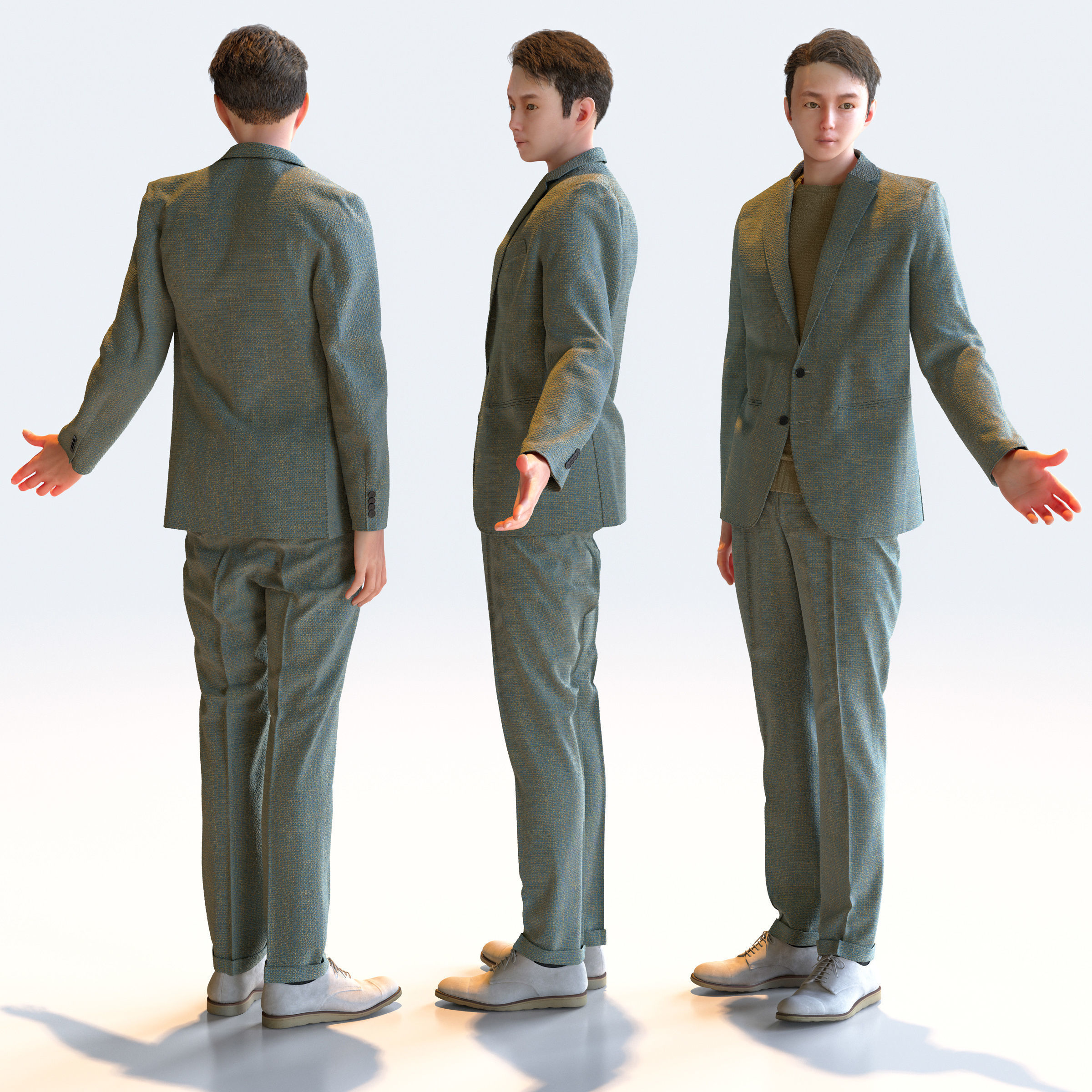 Posed Asian Smart Casual Man - 5 Pack 2 - S1-M2Y 3D model_2