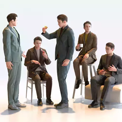 Posed Asian Smart Casual Man - 5 Pack 2 - S1-M2Y