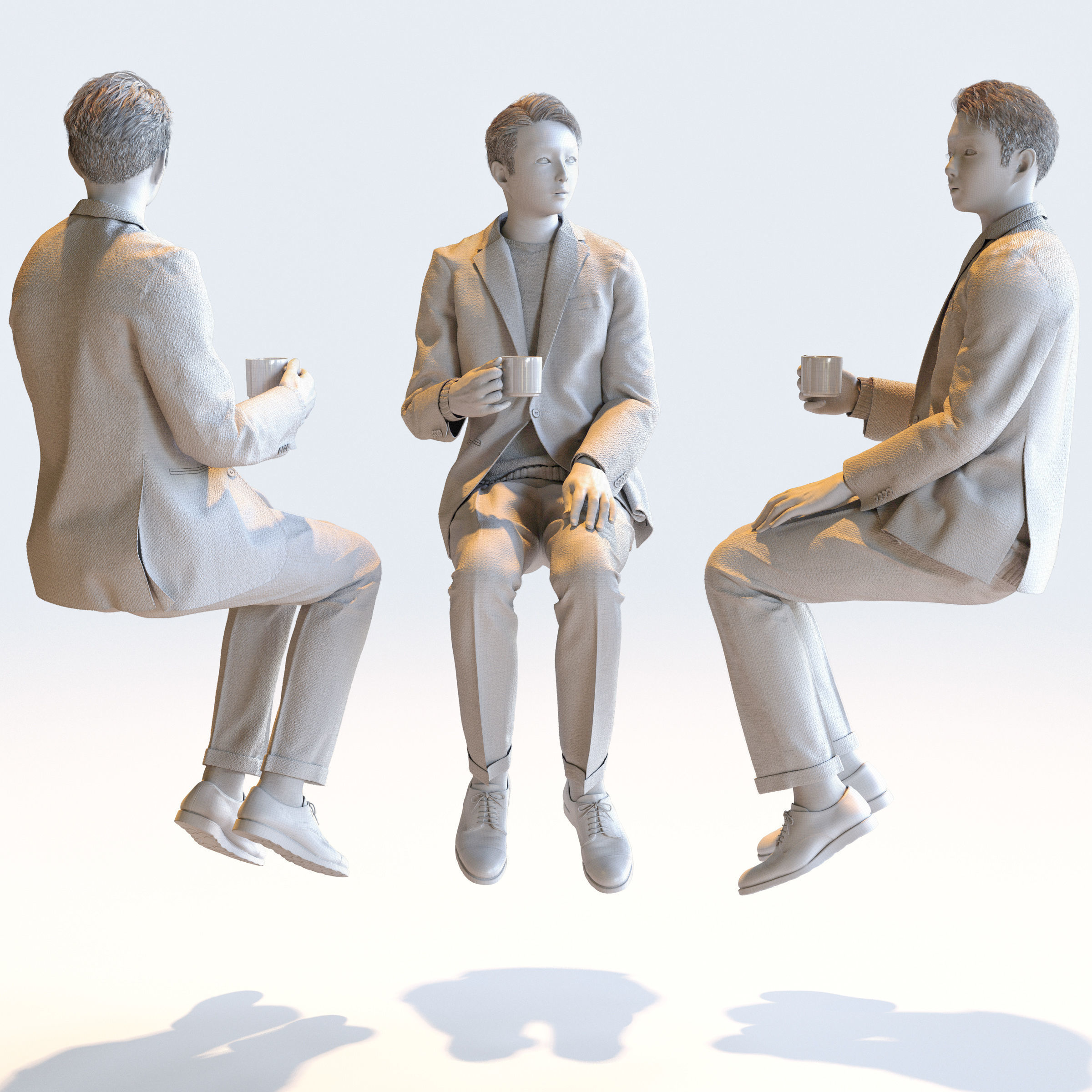 Posed Asian Smart Casual Man - 5 Pack 2 - S1-M2Y 3D model_6