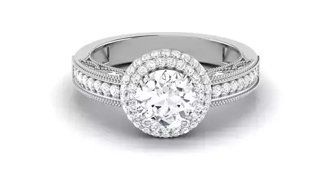 Solitaire Engagement Wedding Ring Double Halo Bridal Ring