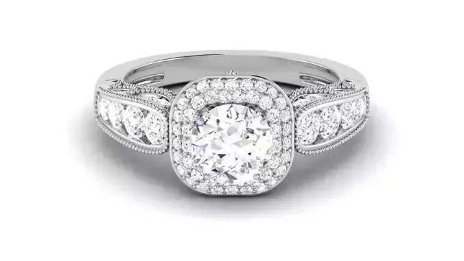 Solitaire Engagement Wedding Double Halo Double Halo Bridal Ring 3D print model