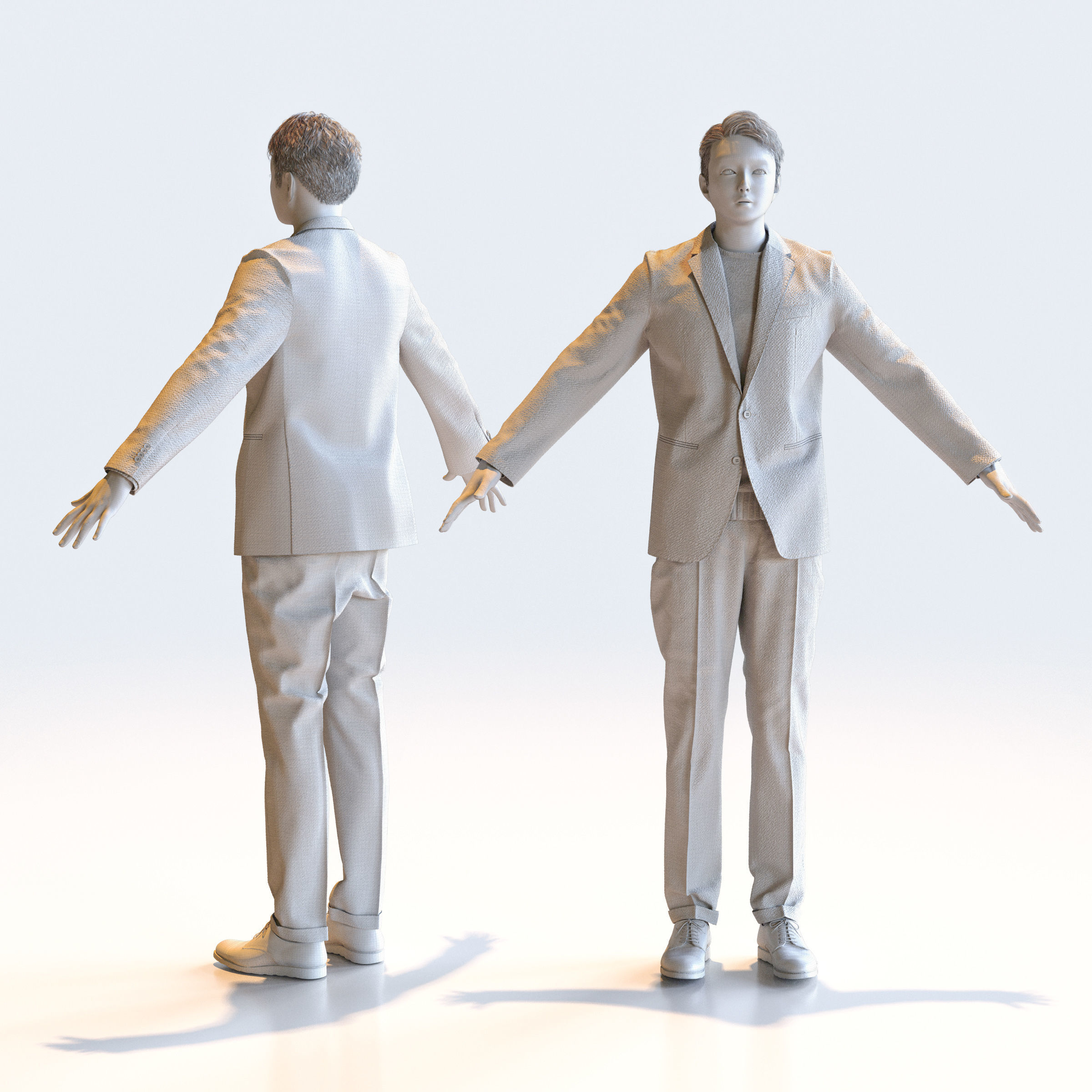 Asian Smart Casual Man in A-pose 2 - S1-M2Y A 3D model_1