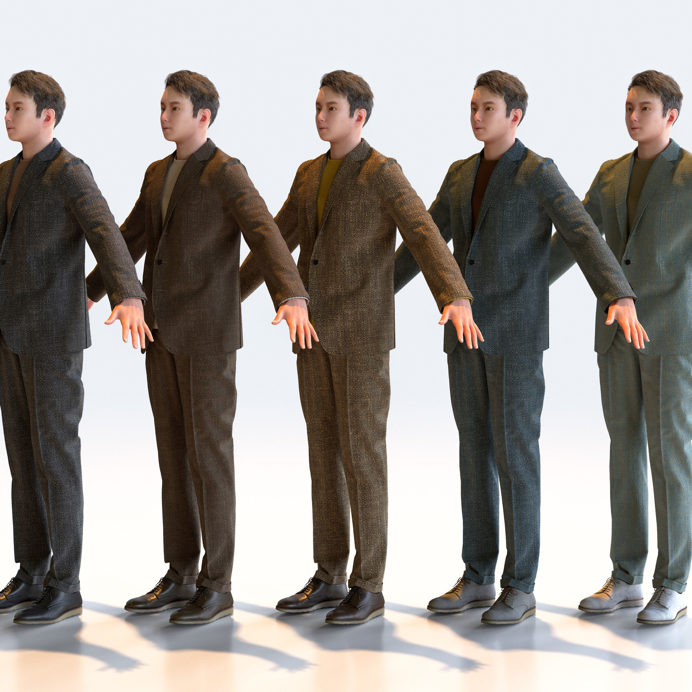 Asian Smart Casual Man in A-pose 2 - S1-M2Y A 3D model_4