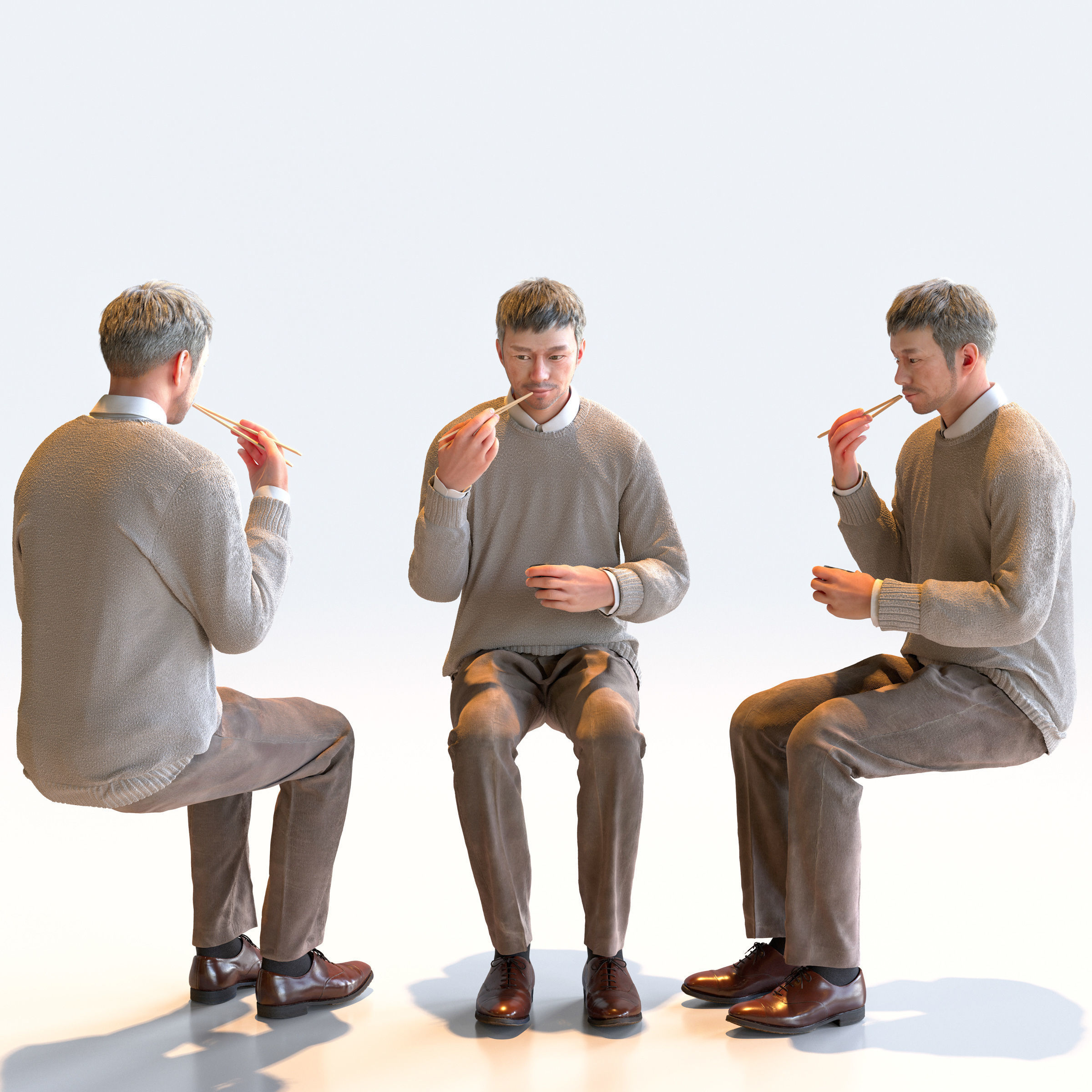 Posed Asian Smart Casual Man - 5 Pack 3 - S1-M3G 3D model_8