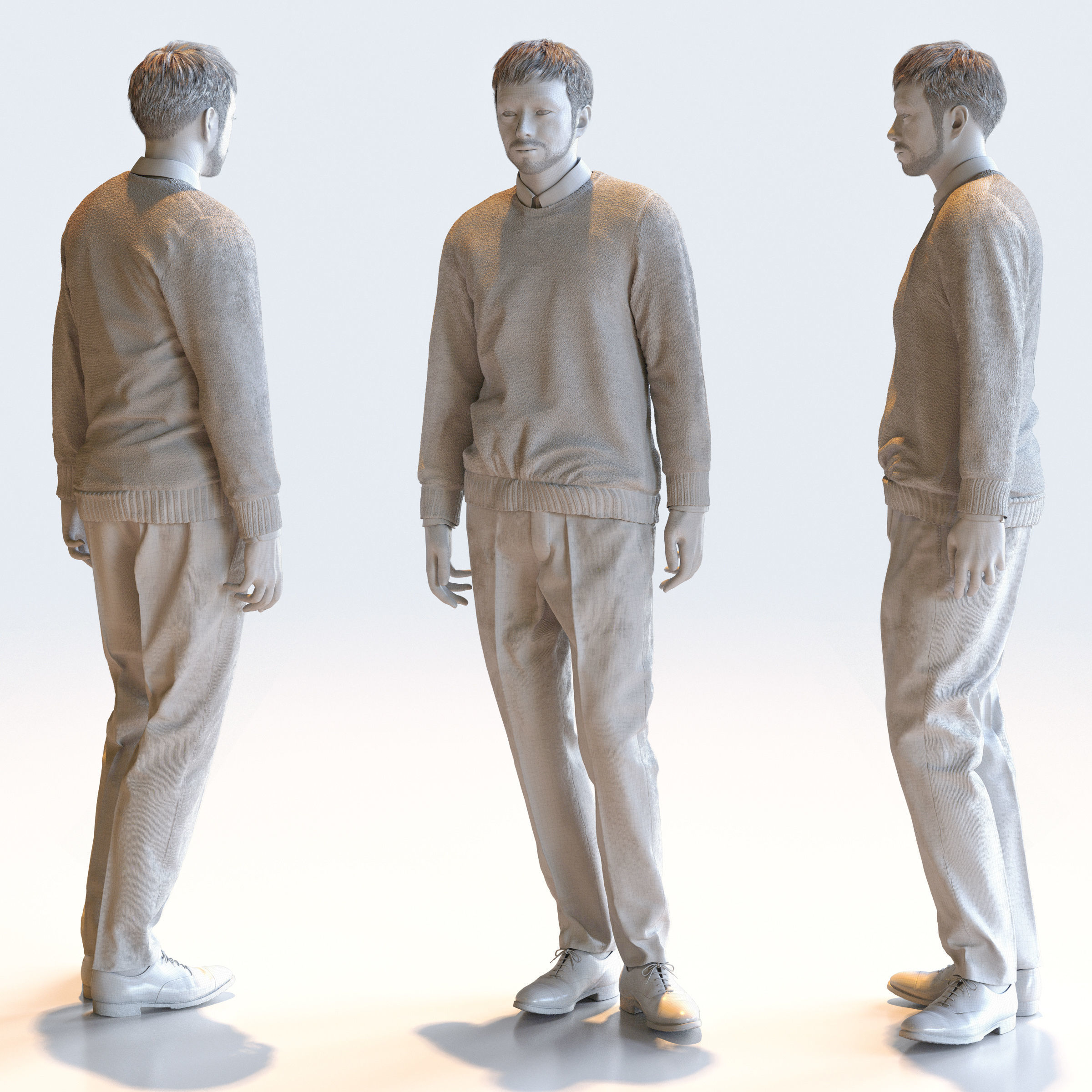 Posed Asian Smart Casual Man - 5 Pack 3 - S1-M3G 3D model_3