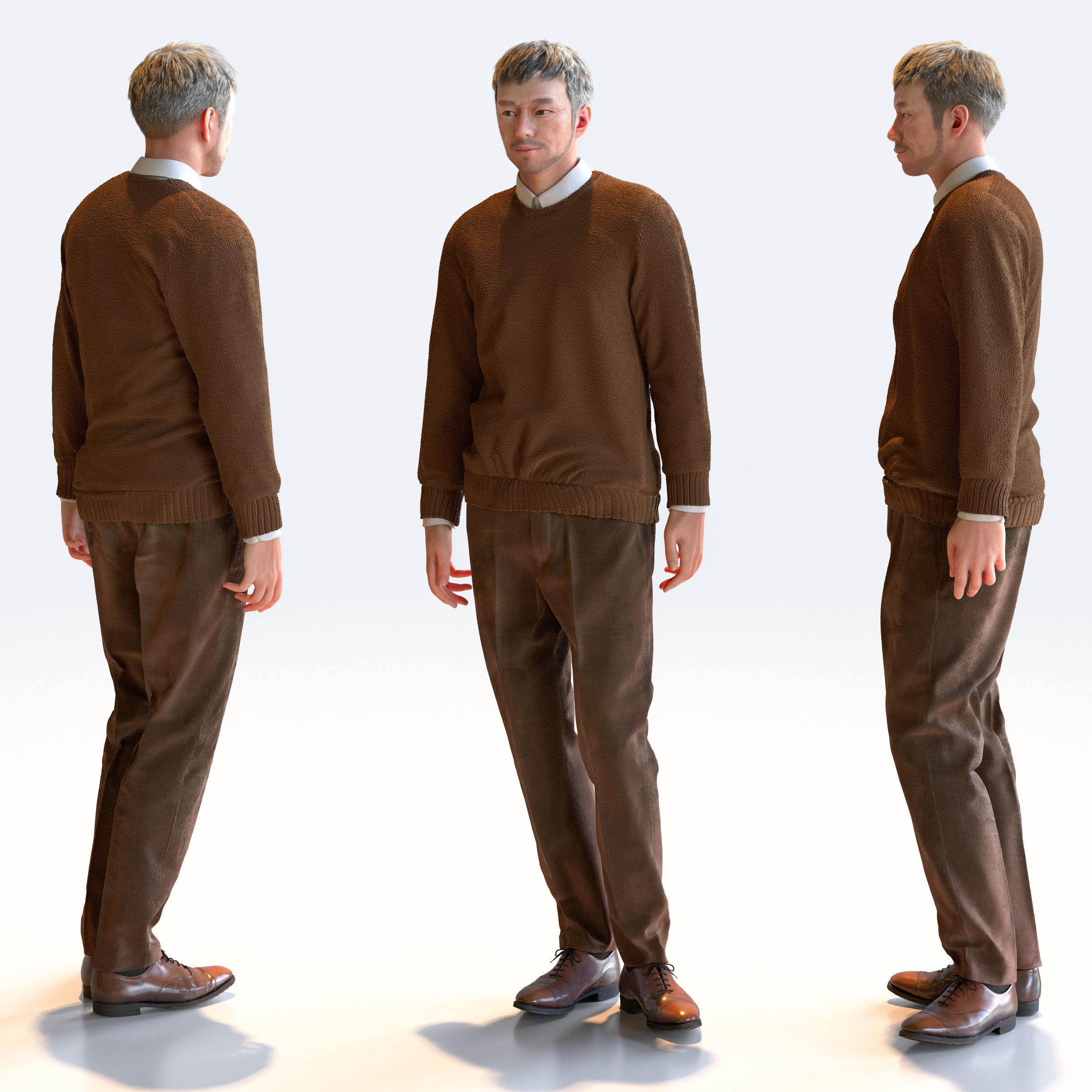 Posed Asian Smart Casual Man - 5 Pack 3 - S1-M3G 3D model_2