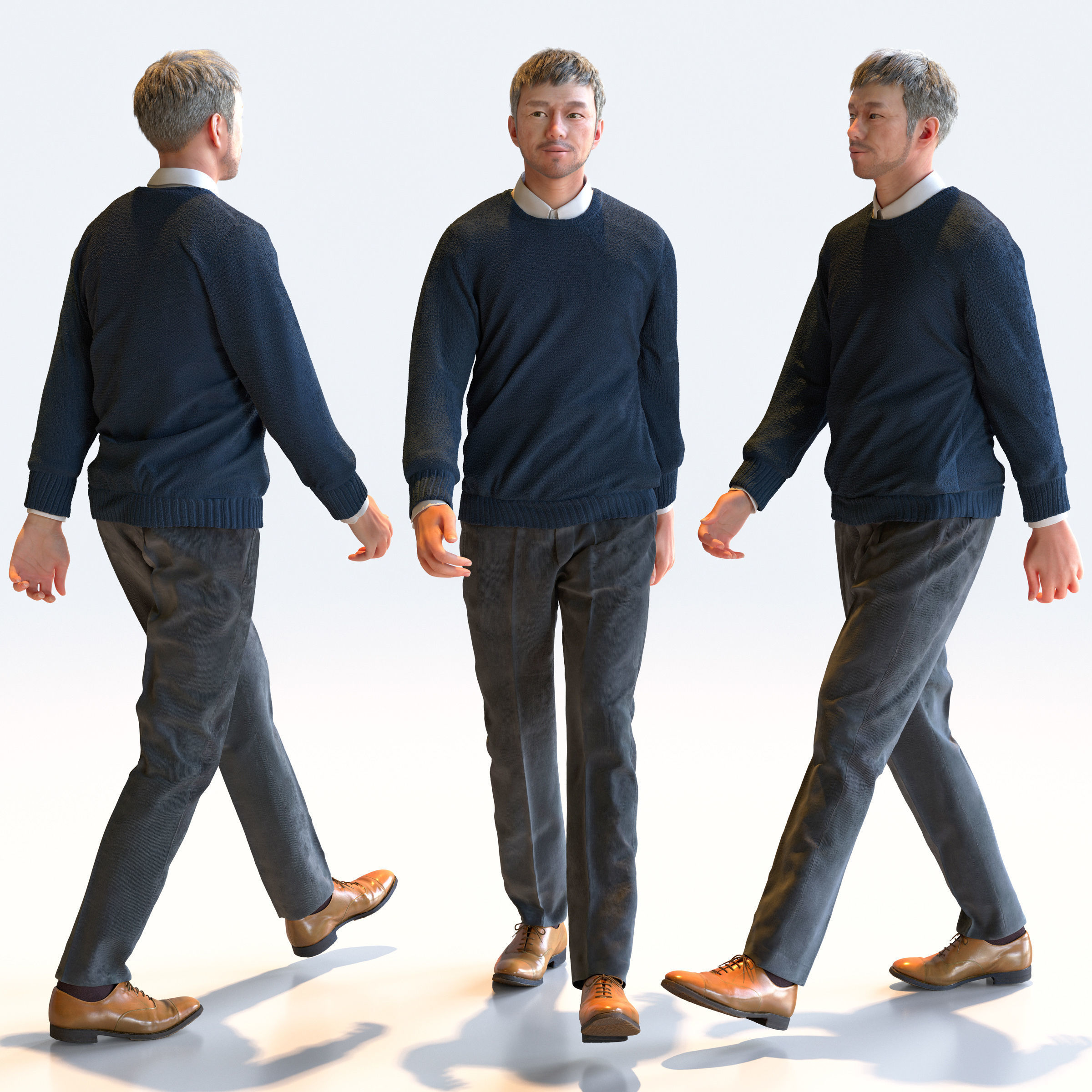 Posed Asian Smart Casual Man - 5 Pack 3 - S1-M3G 3D model_11