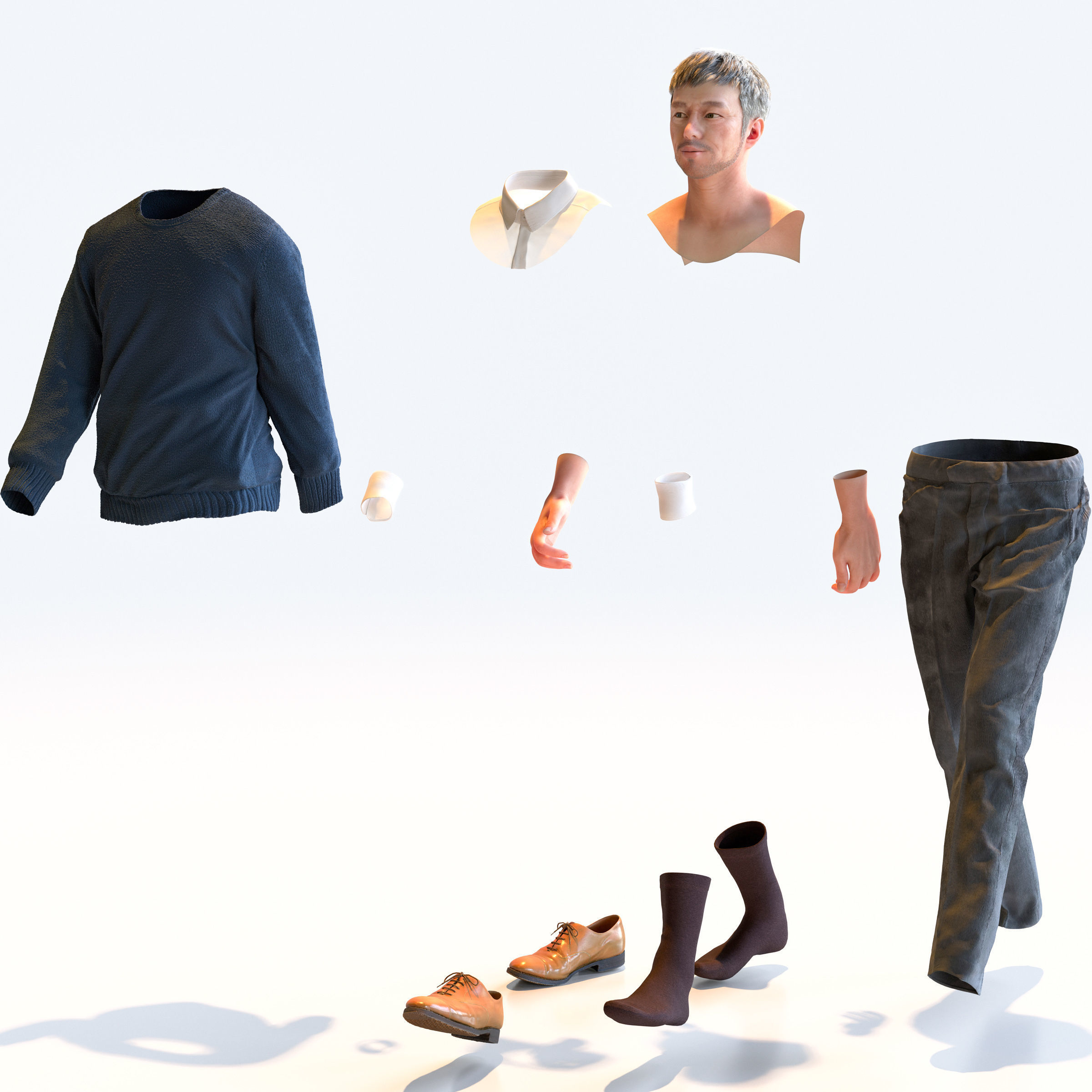 Posed Asian Smart Casual Man - 5 Pack 3 - S1-M3G 3D model_17