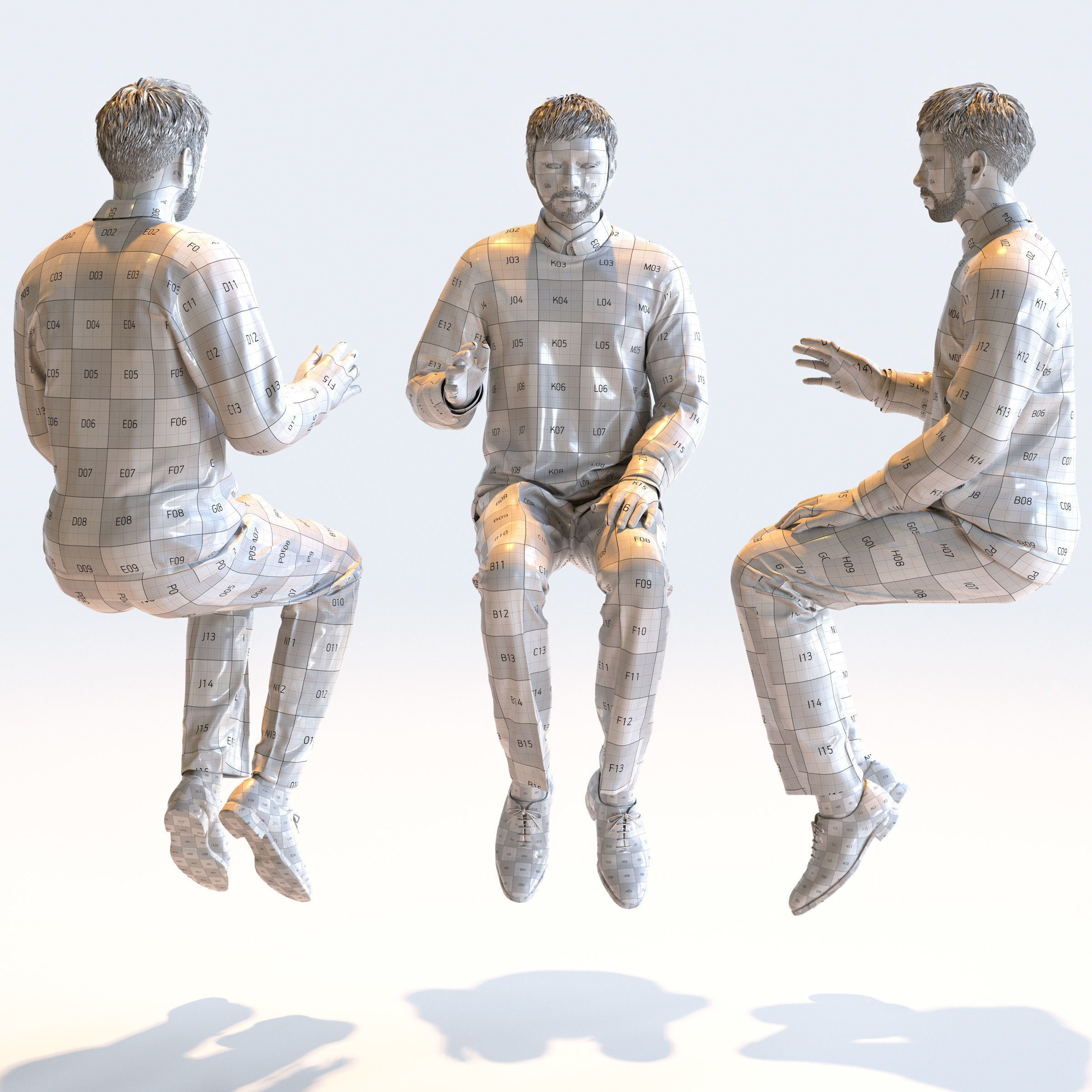 Posed Asian Smart Casual Man - 5 Pack 3 - S1-M3G 3D model_7