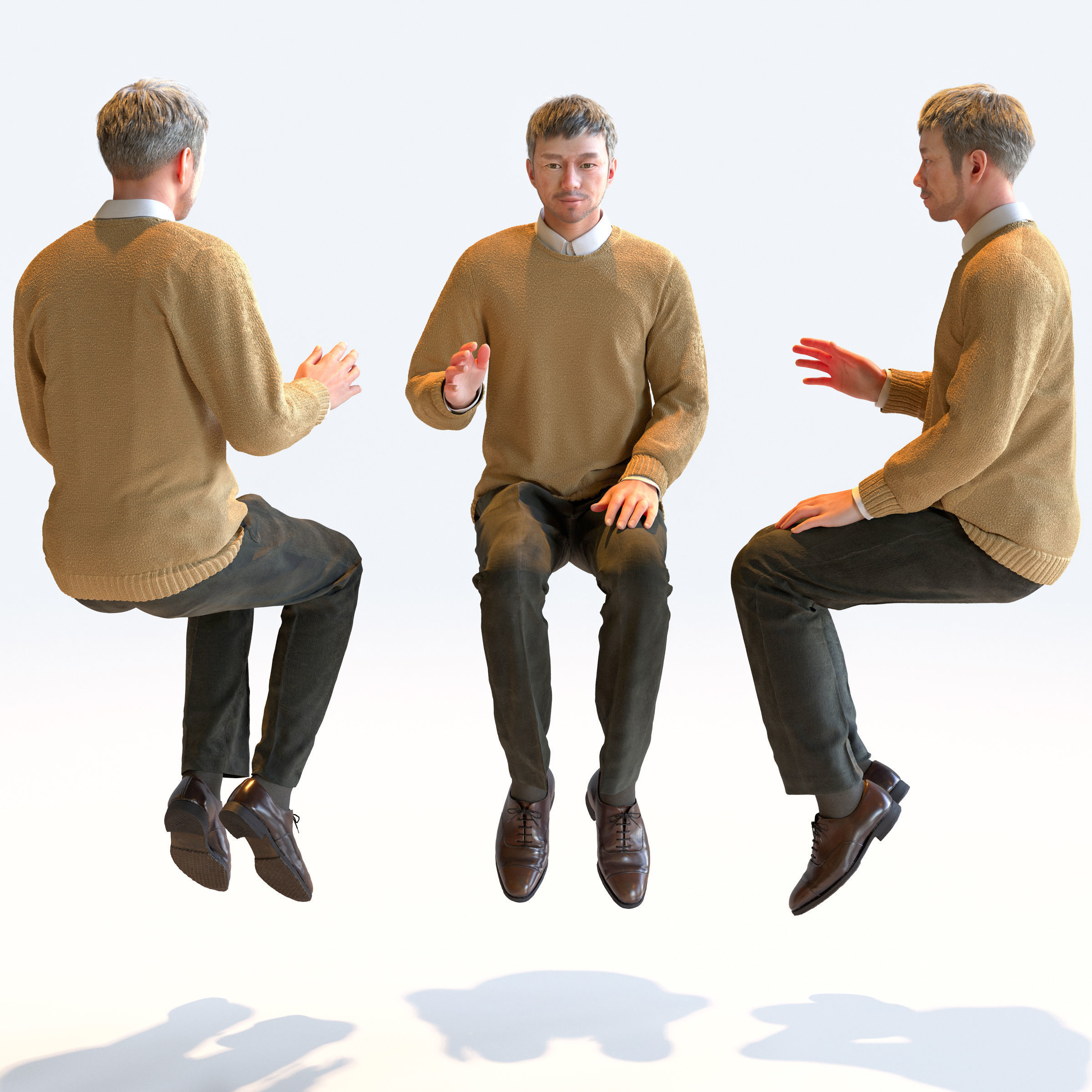 Posed Asian Smart Casual Man - 5 Pack 3 - S1-M3G 3D model_5