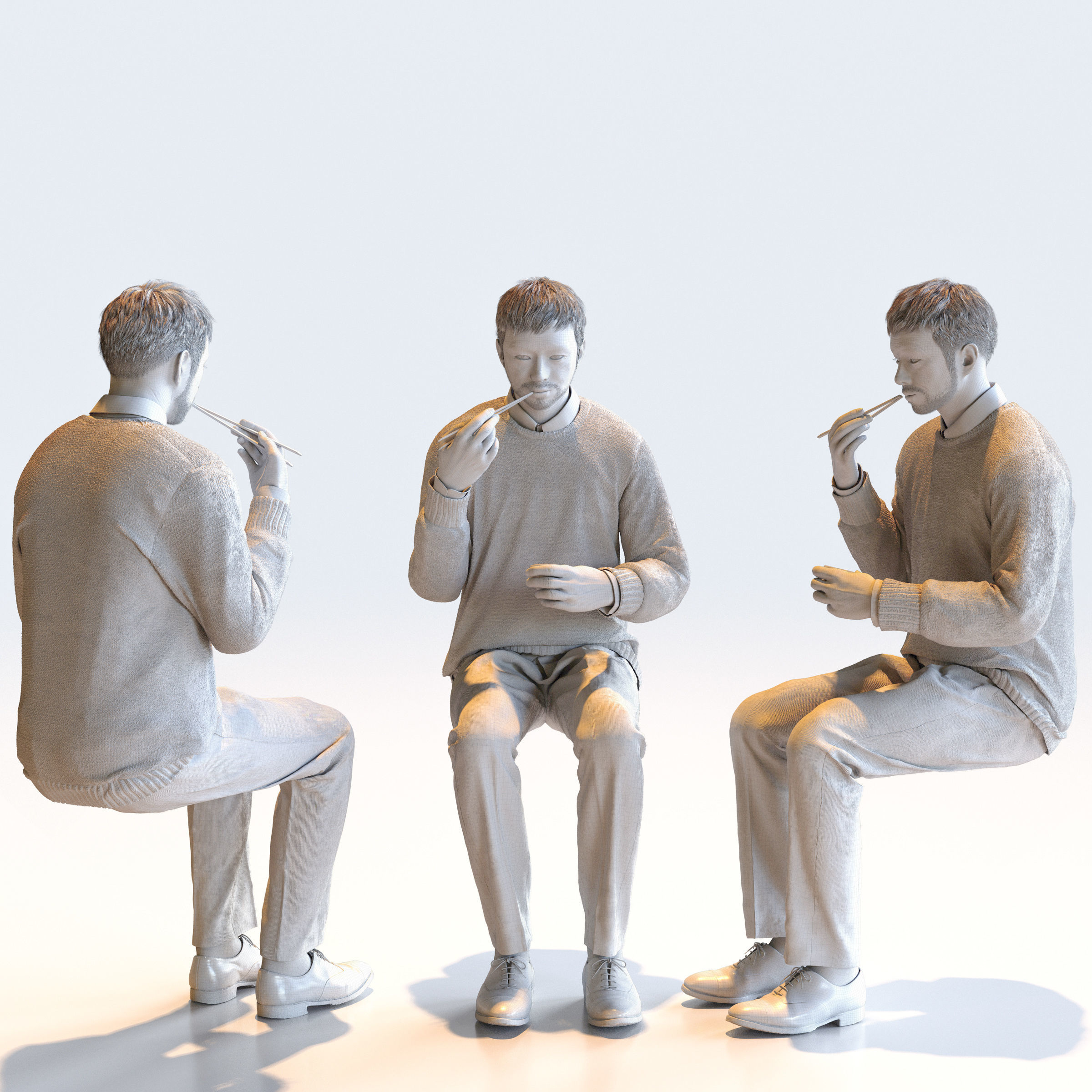 Posed Asian Smart Casual Man - 5 Pack 3 - S1-M3G 3D model_9