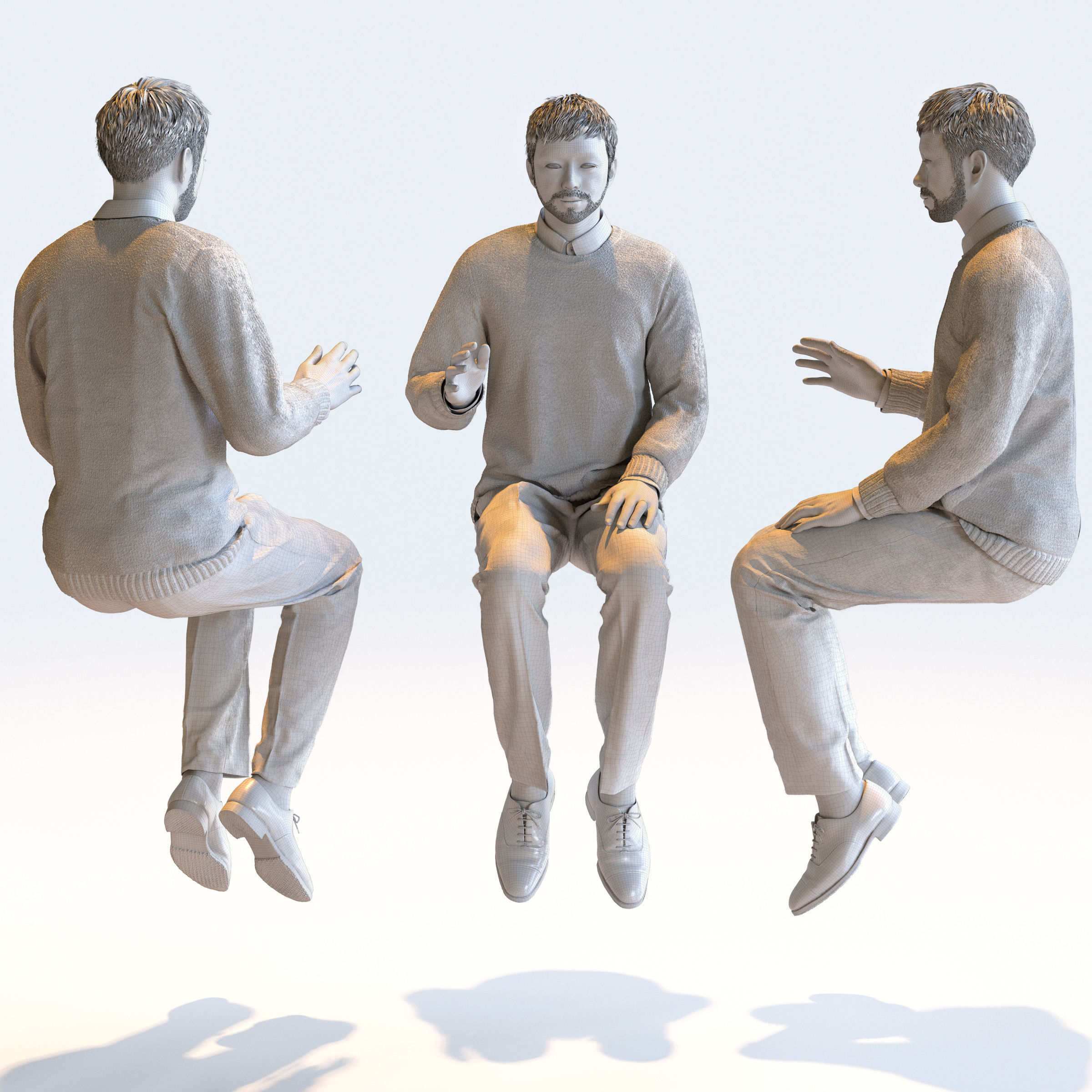 Posed Asian Smart Casual Man - 5 Pack 3 - S1-M3G 3D model_6