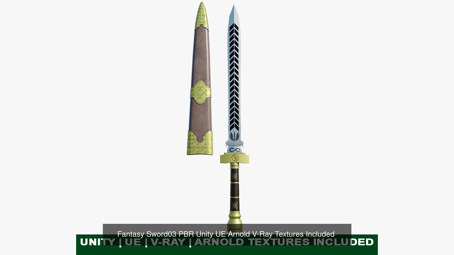 10 Swords Collection PBR Unity UE Arnold V-Ray Textures Included _25