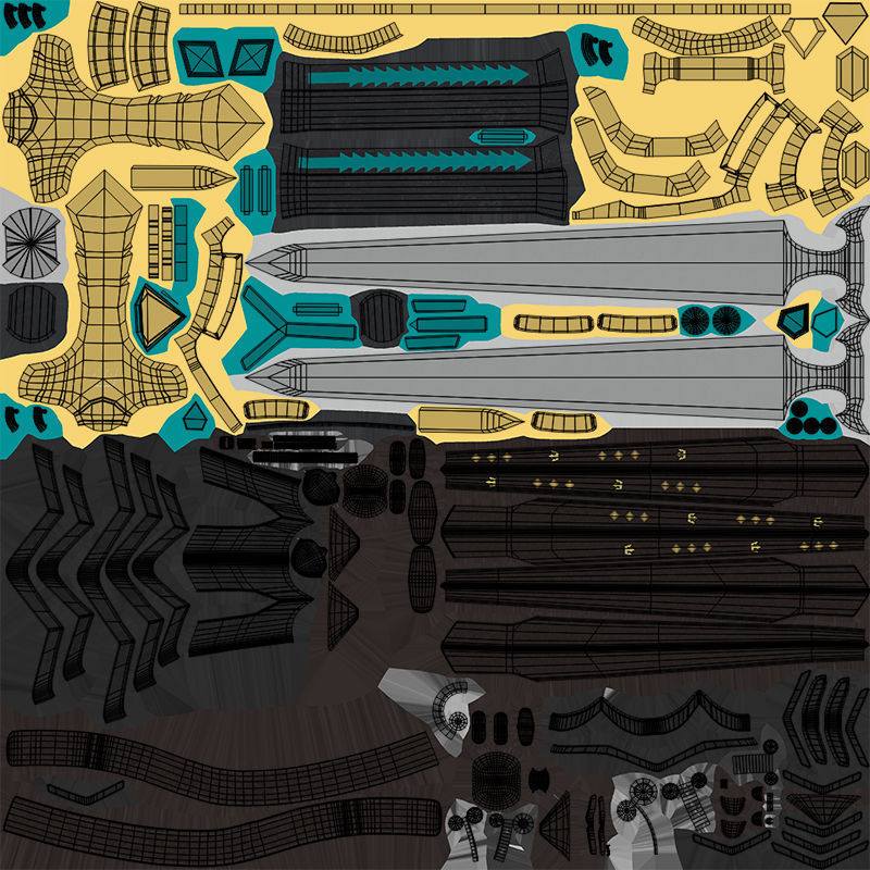 10 Swords Collection PBR Unity UE Arnold V-Ray Textures Included _15