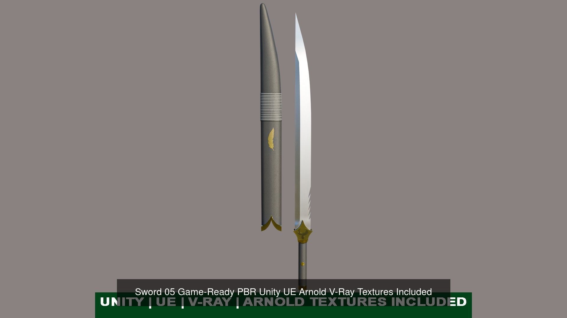 10 Swords Collection PBR Unity UE Arnold V-Ray Textures Included _46