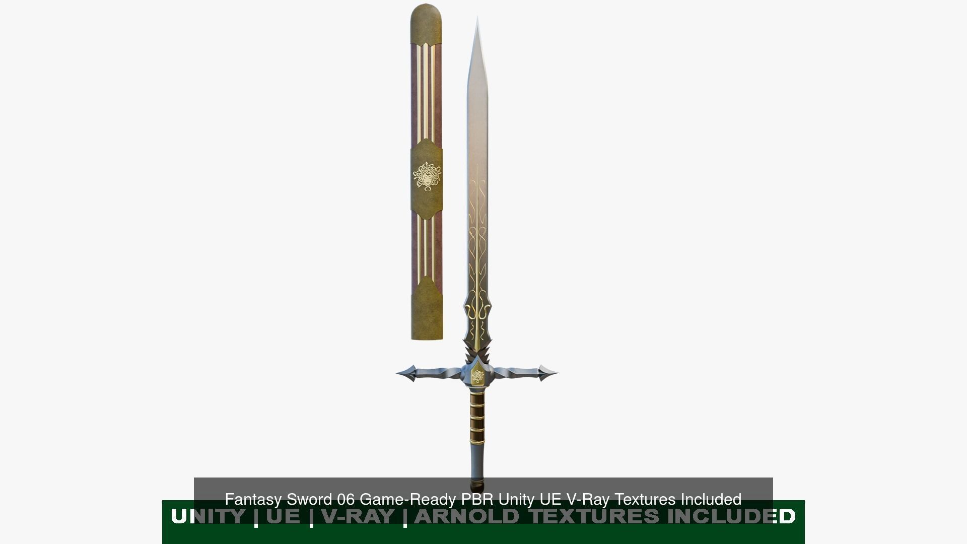 10 Swords Collection PBR Unity UE Arnold V-Ray Textures Included _55