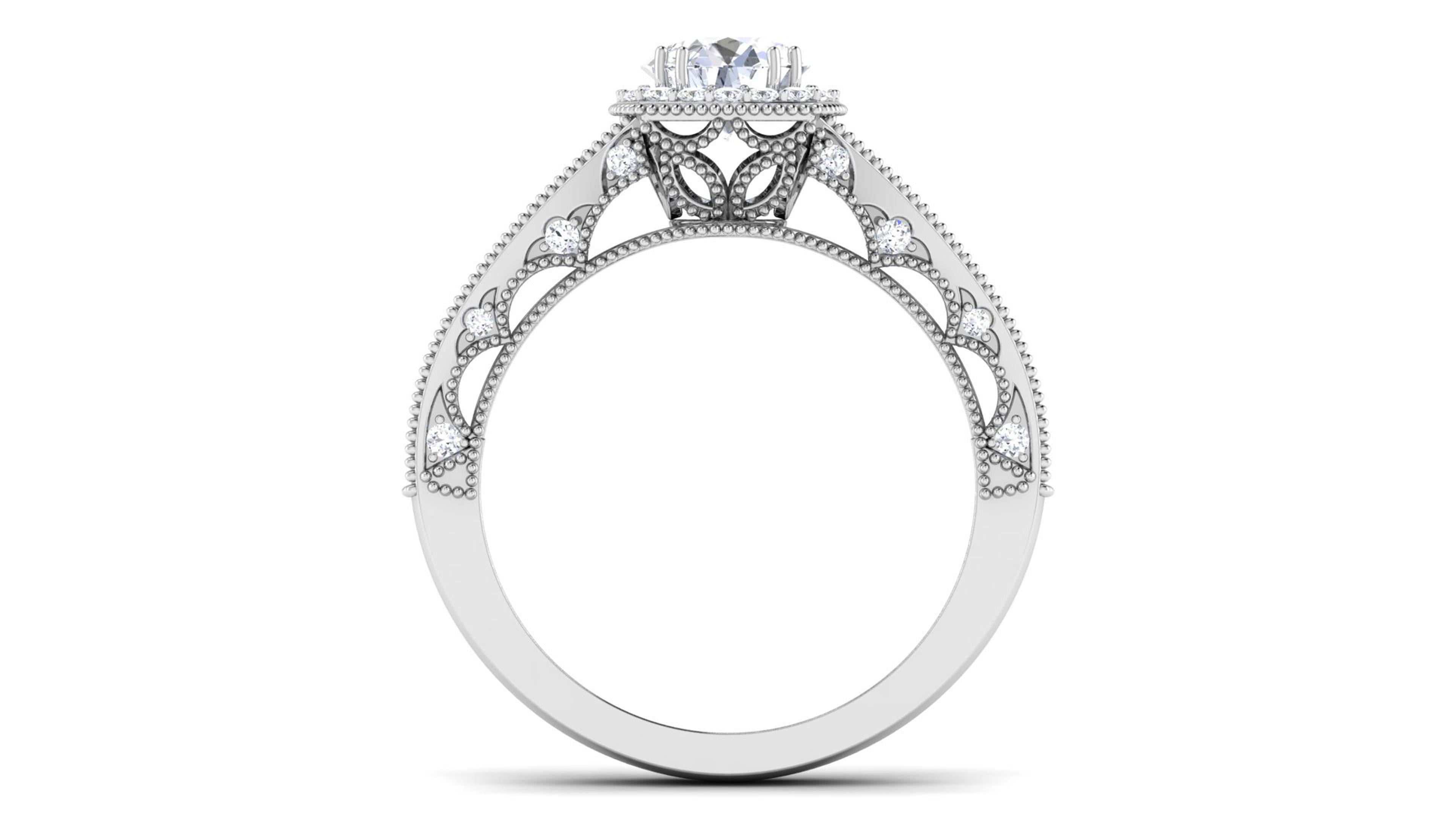 Solitaire Wedding Engagement Halo Ring 3dm STl OBJ FBX Details 3D print model_1