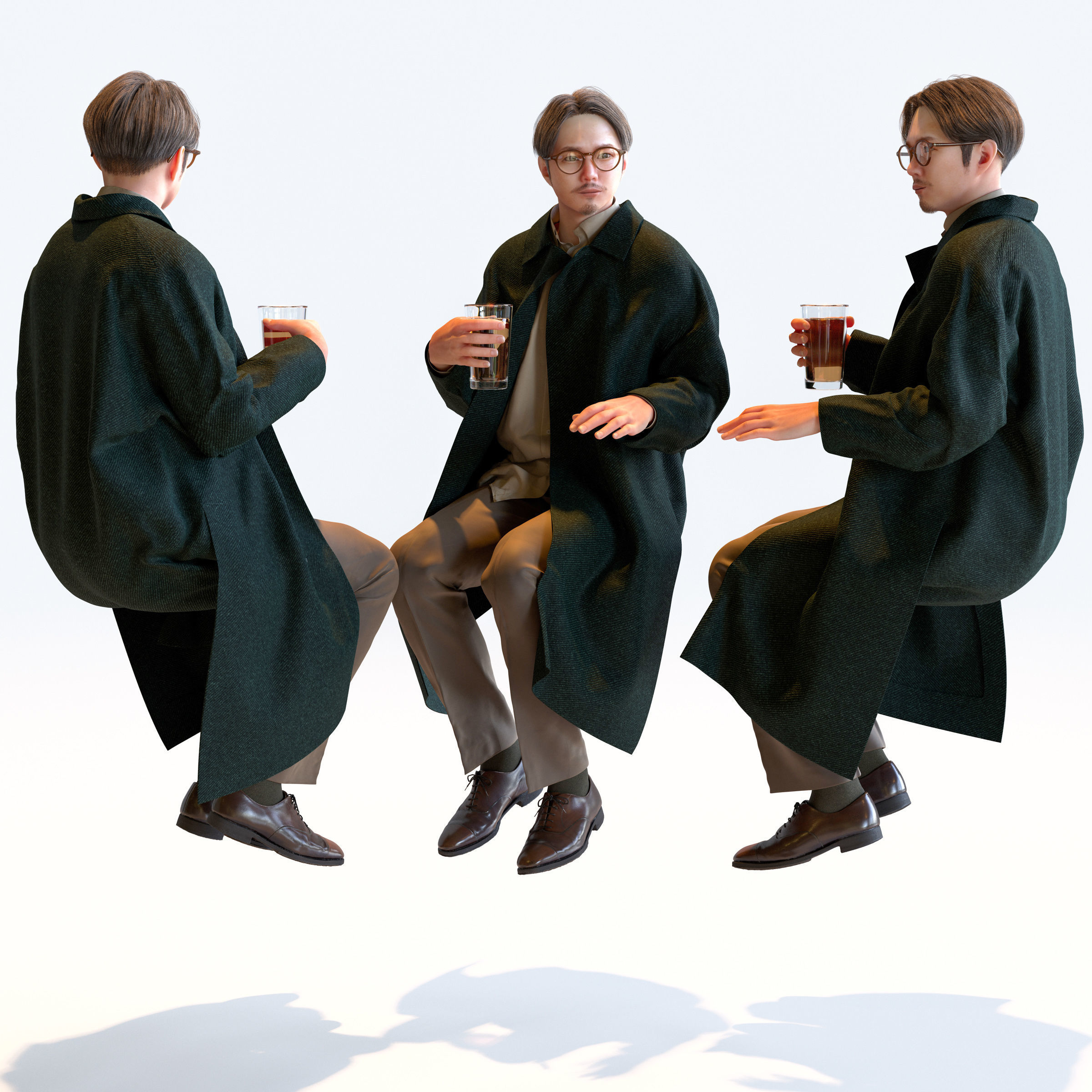 Posed Asian Smart Casual Man - 5 Pack 4 - S1-M4S 3D model_8