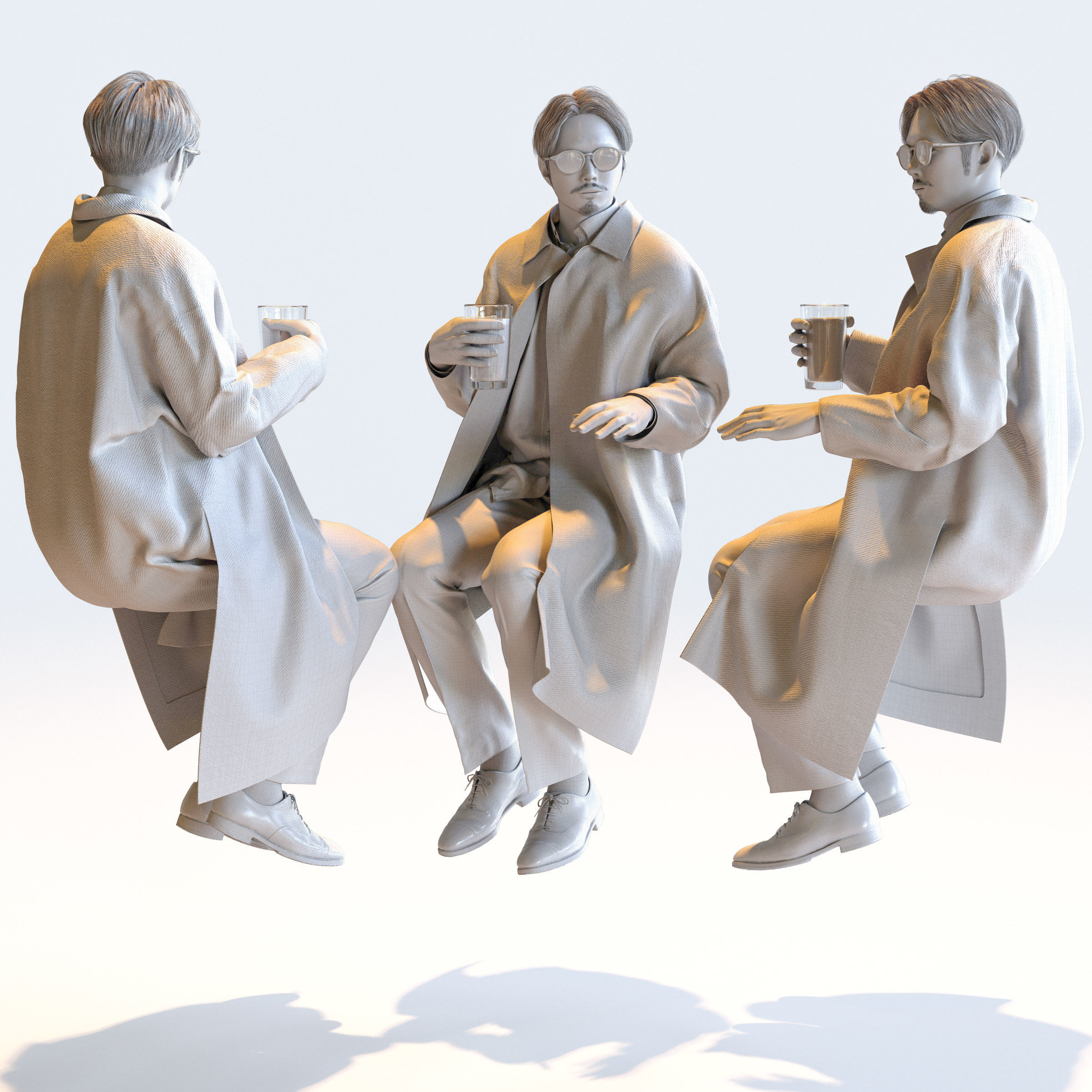 Posed Asian Smart Casual Man - 5 Pack 4 - S1-M4S 3D model_9