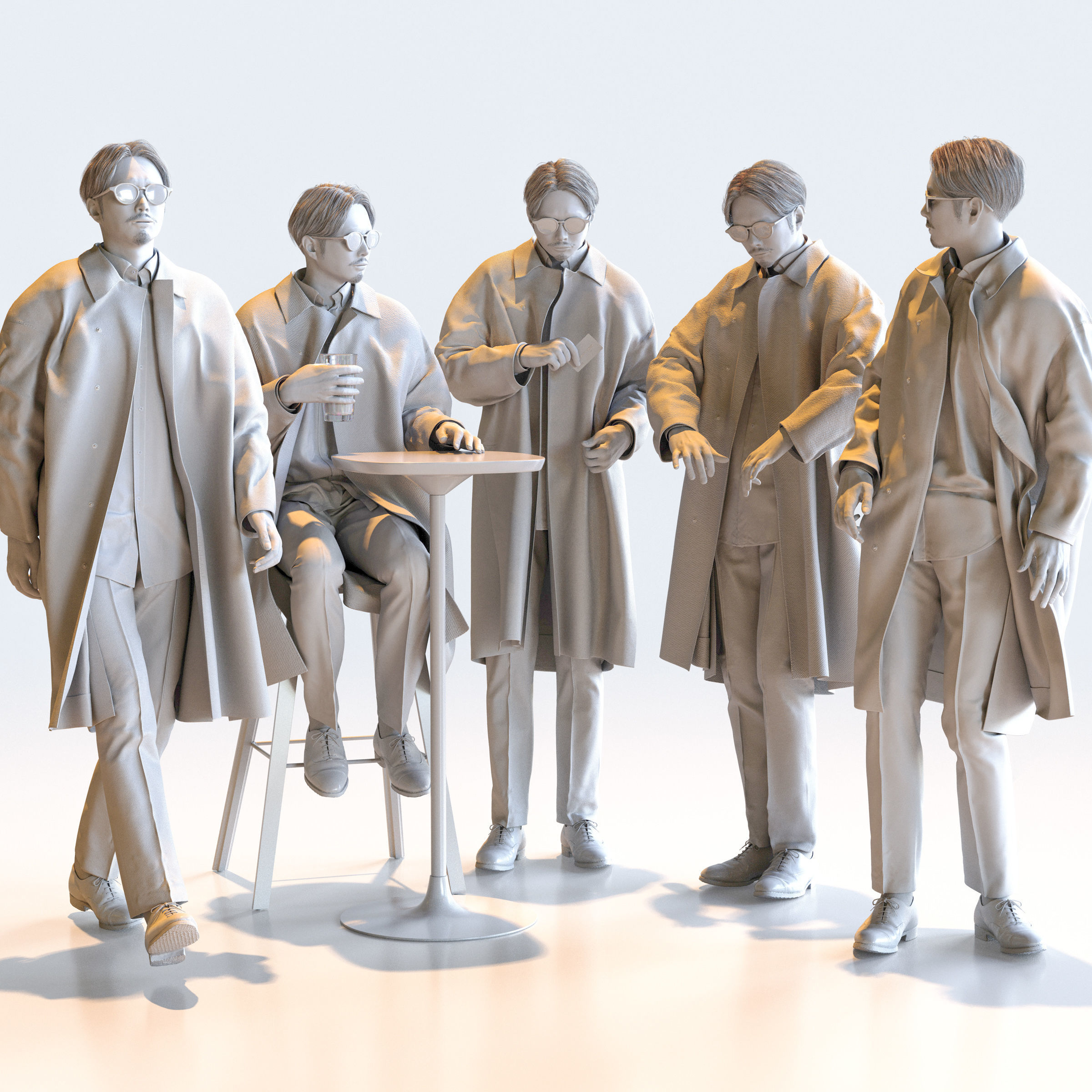 Posed Asian Smart Casual Man - 5 Pack 4 - S1-M4S 3D model_1