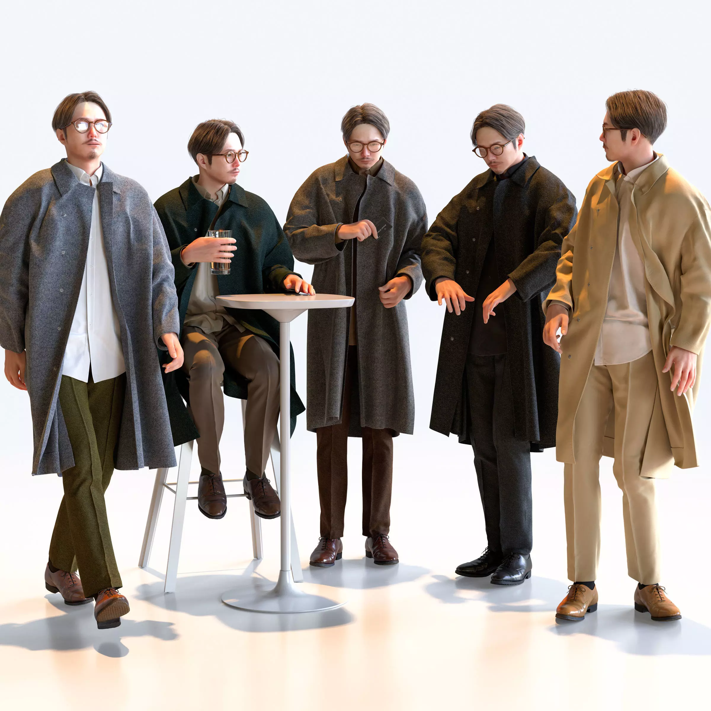 Posed Asian Smart Casual Man - 5 Pack 4 - S1-M4S 3D model_0