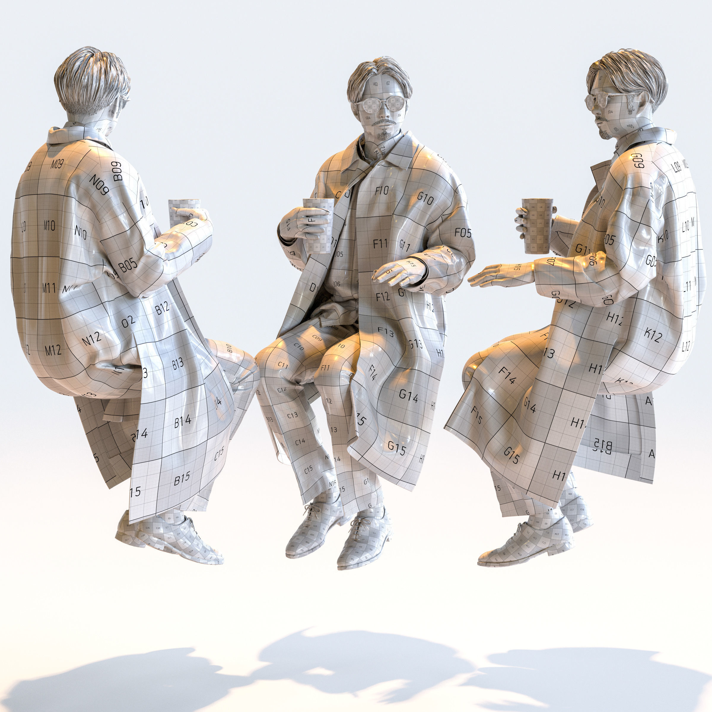 Posed Asian Smart Casual Man - 5 Pack 4 - S1-M4S 3D model_10