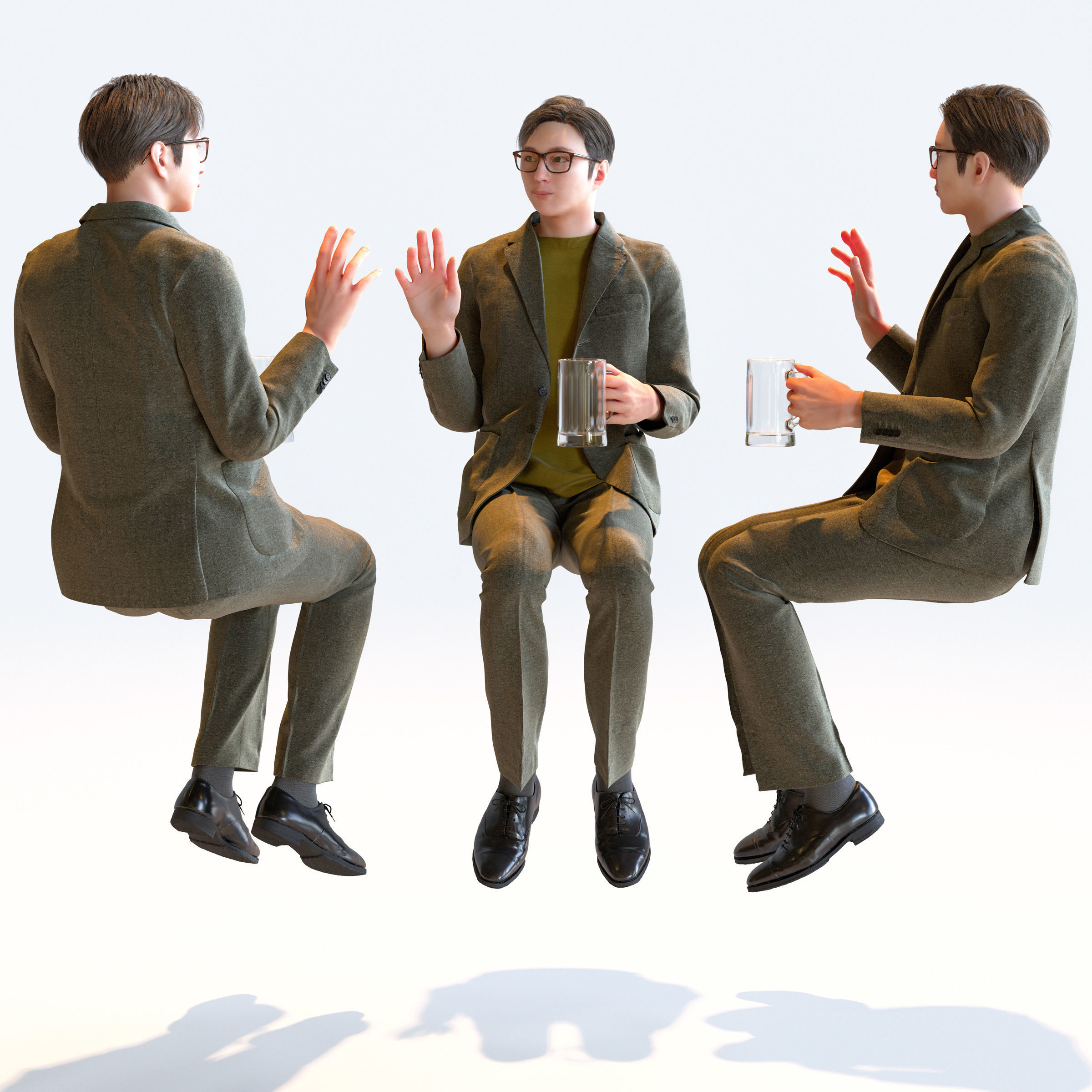 Posed Asian Smart Casual Man - 5 Pack 5 - S1-M5E 3D model_11