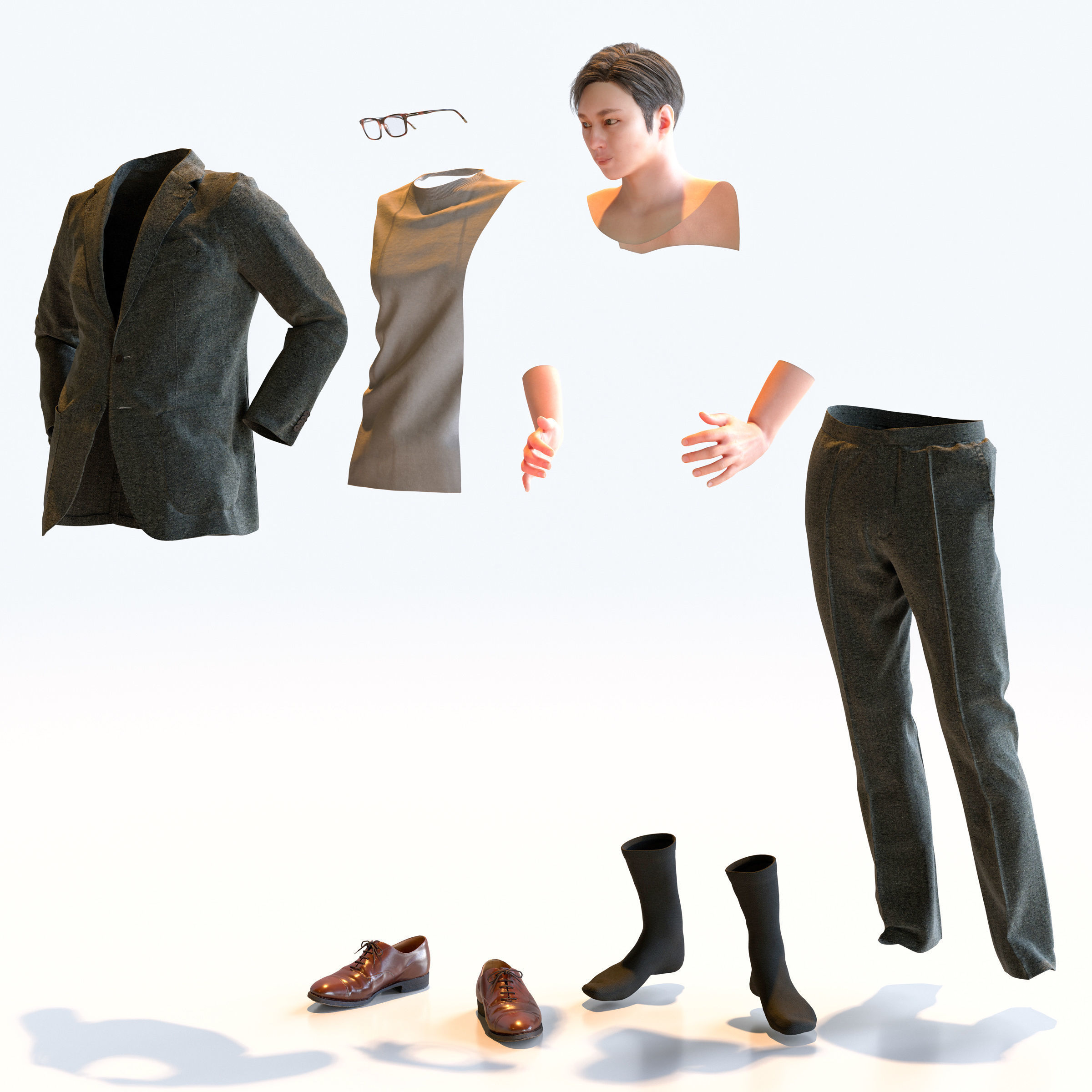 Posed Asian Smart Casual Man - 5 Pack 5 - S1-M5E 3D model_17