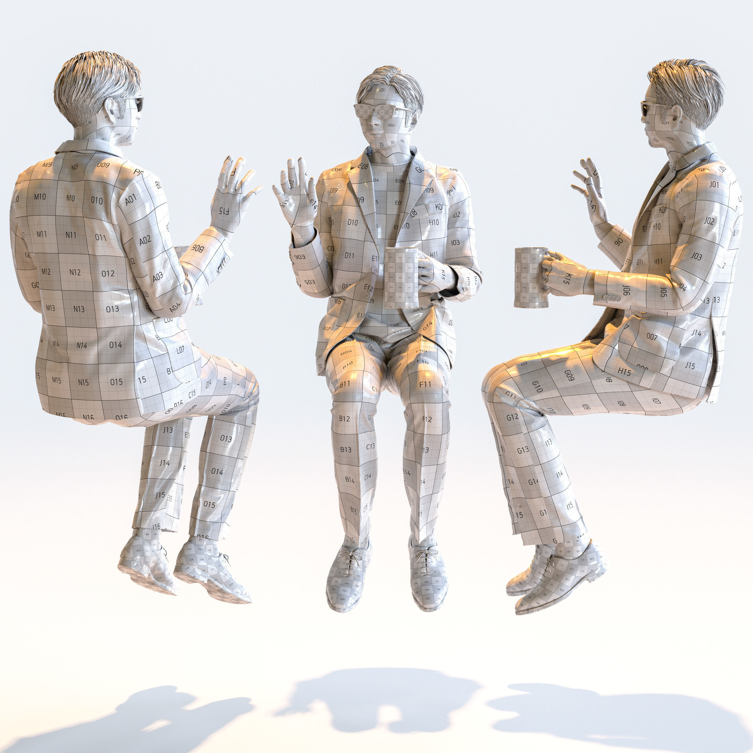 Posed Asian Smart Casual Man - 5 Pack 5 - S1-M5E 3D model_13