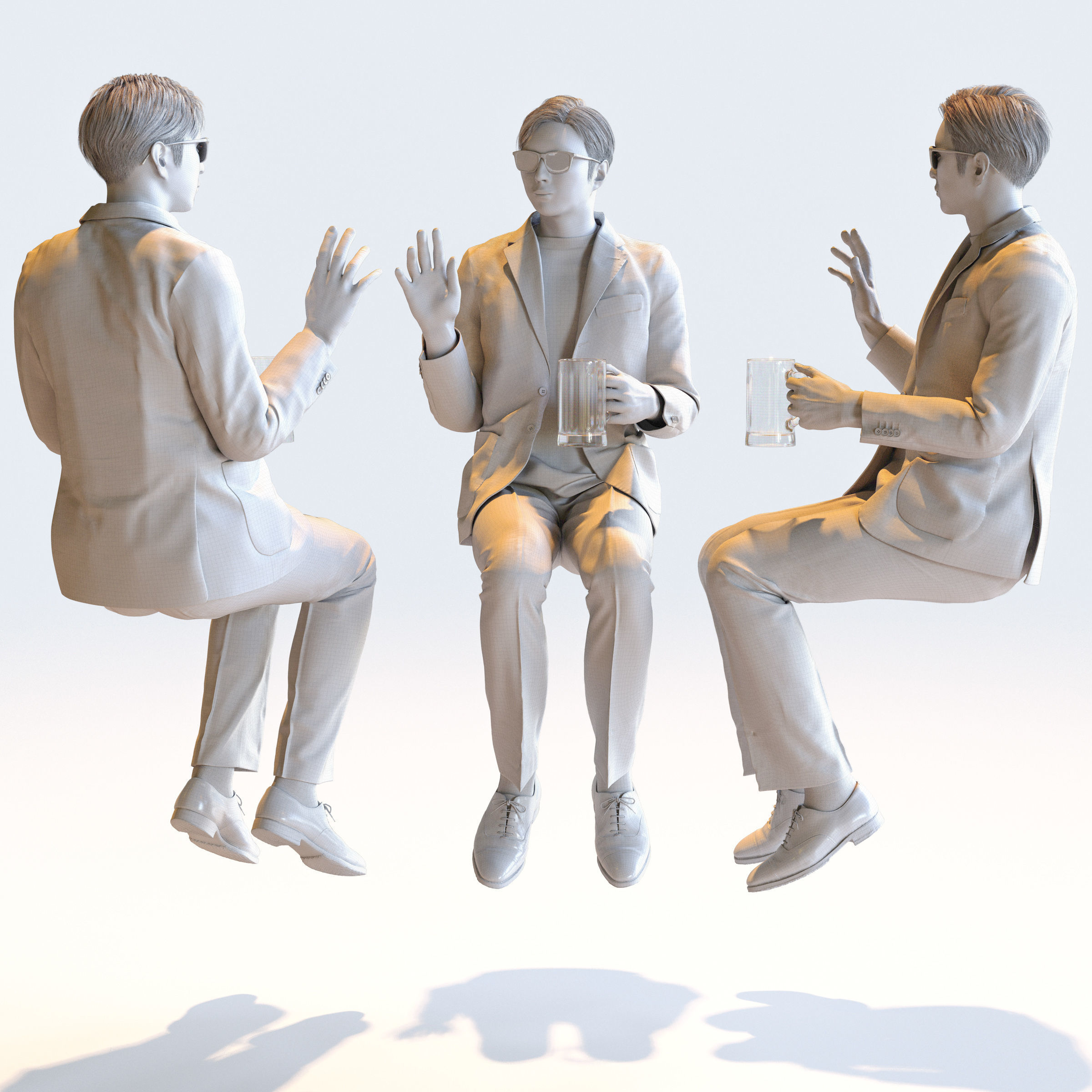 Posed Asian Smart Casual Man - 5 Pack 5 - S1-M5E 3D model_12