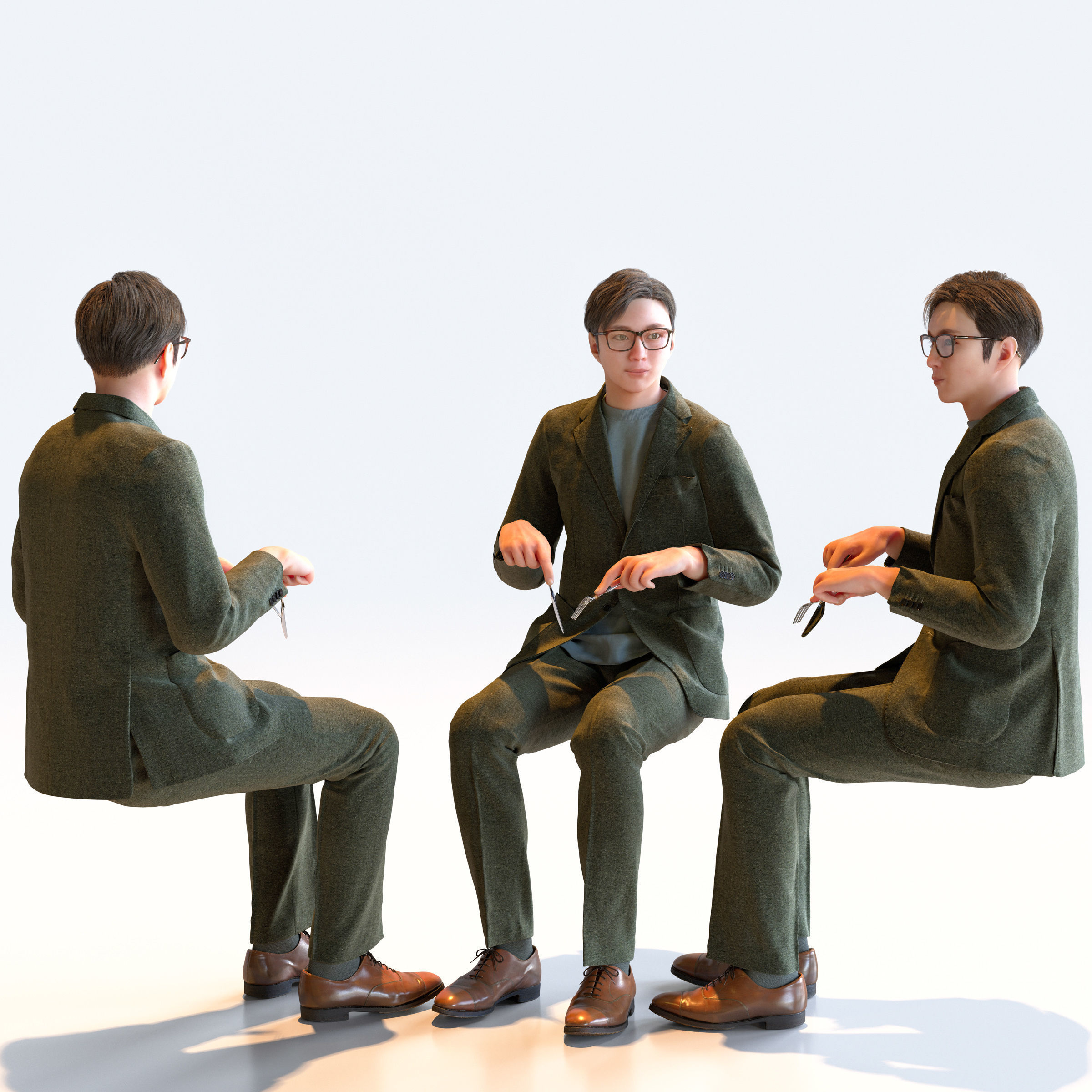 Posed Asian Smart Casual Man - 5 Pack 5 - S1-M5E 3D model_14