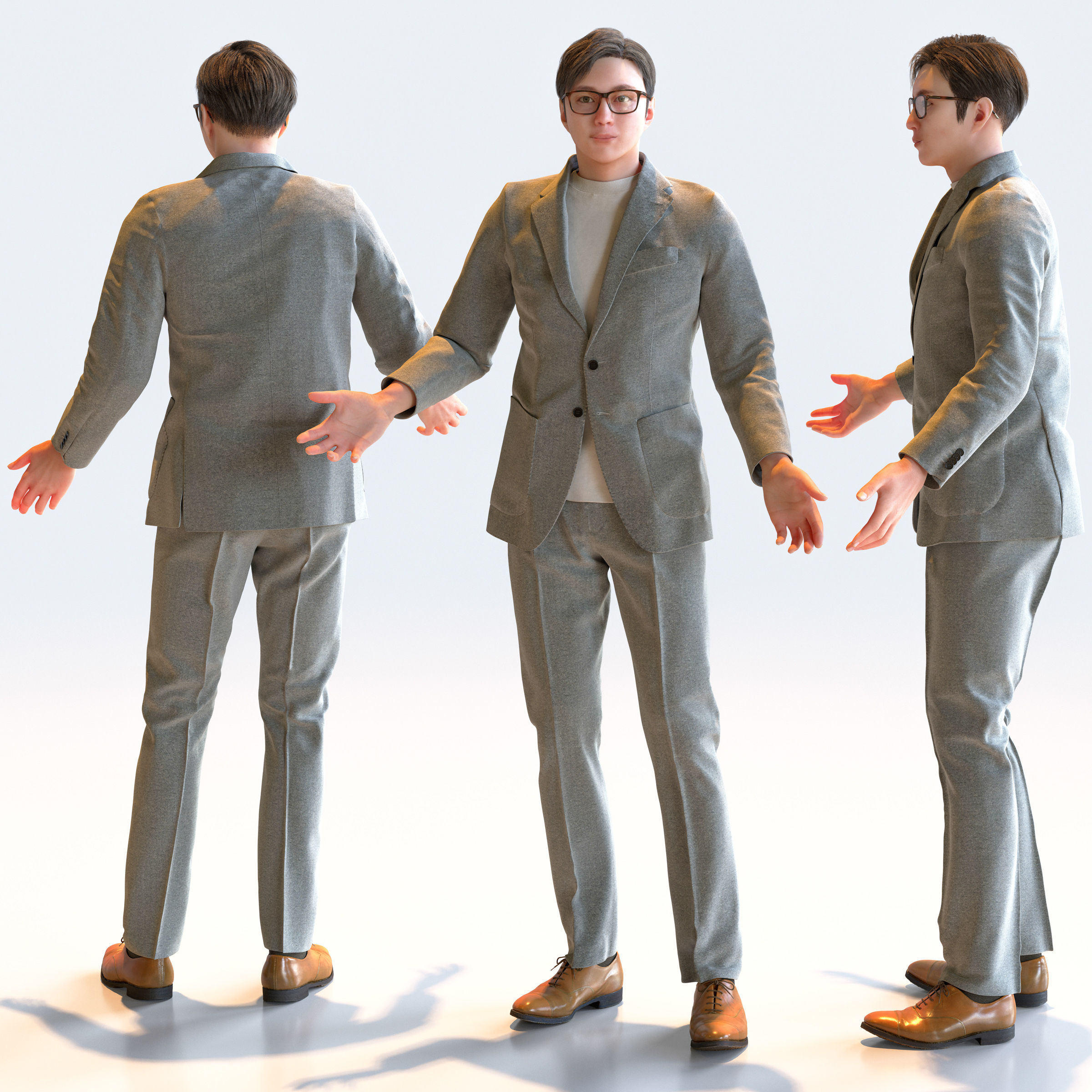 Posed Asian Smart Casual Man - 5 Pack 5 - S1-M5E 3D model_8