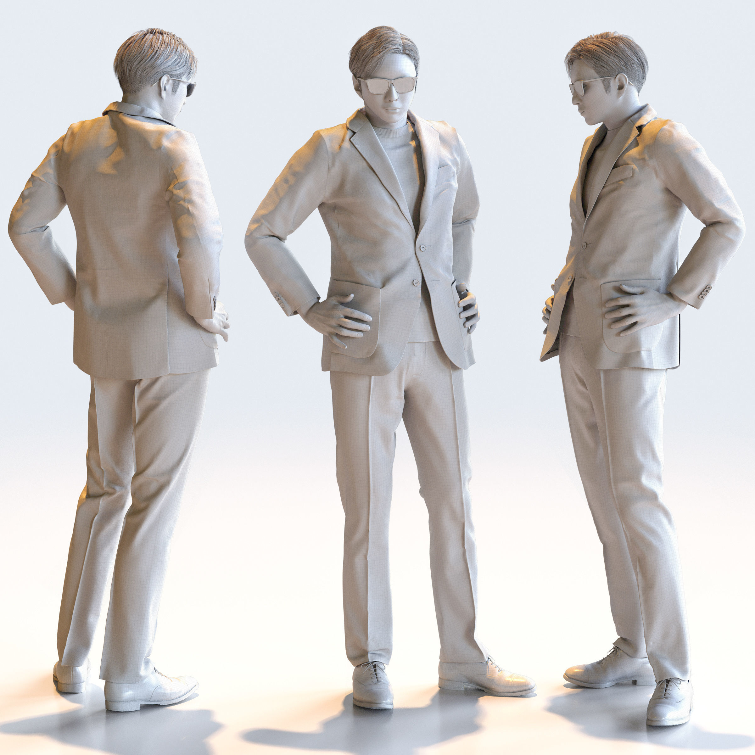Posed Asian Smart Casual Man - 5 Pack 5 - S1-M5E 3D model_3
