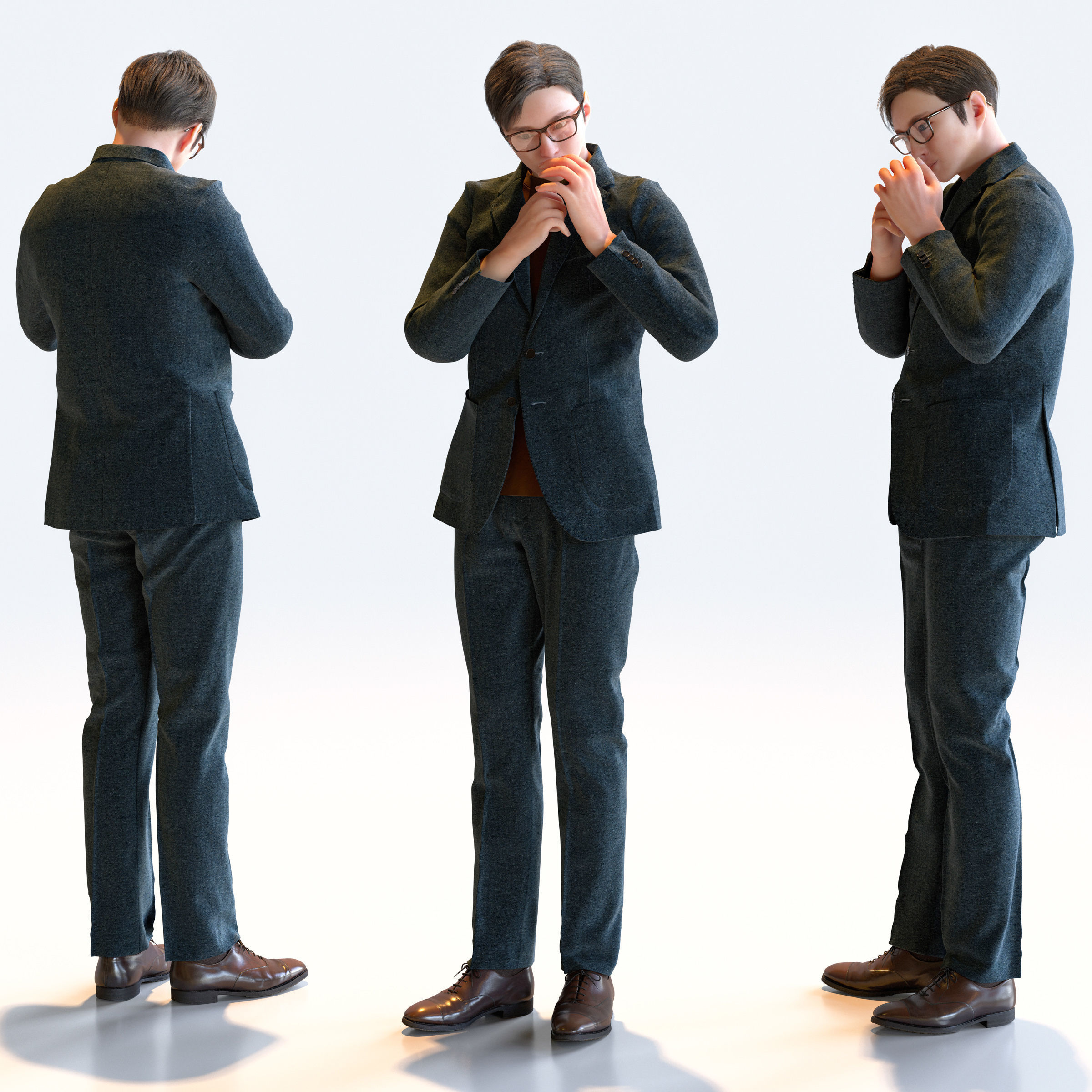 Posed Asian Smart Casual Man - 5 Pack 5 - S1-M5E 3D model_5