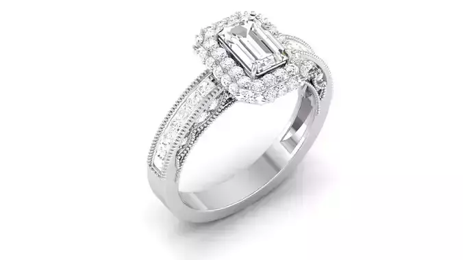  Engagement Wedding Ring Emerald Bridal Ring 3D print model