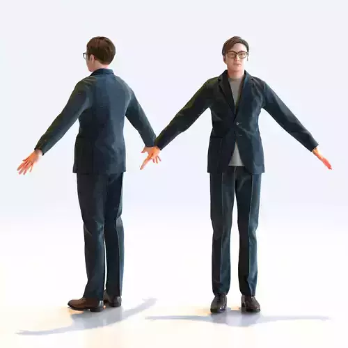 Asian Smart Casual Man in A-pose 5 - S1-M5E A