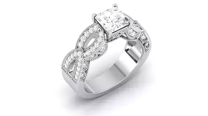  Engagement Wedding Twisted  Princess Bridal Ring 3D print model