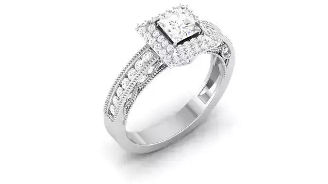  Engagement Wedding Ring Princess Bridal Ring 3D print model