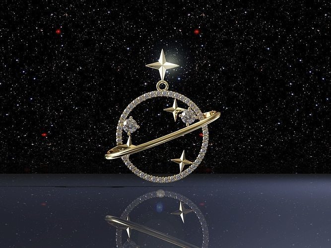 earrings pendant planet with stones Free 3D print model