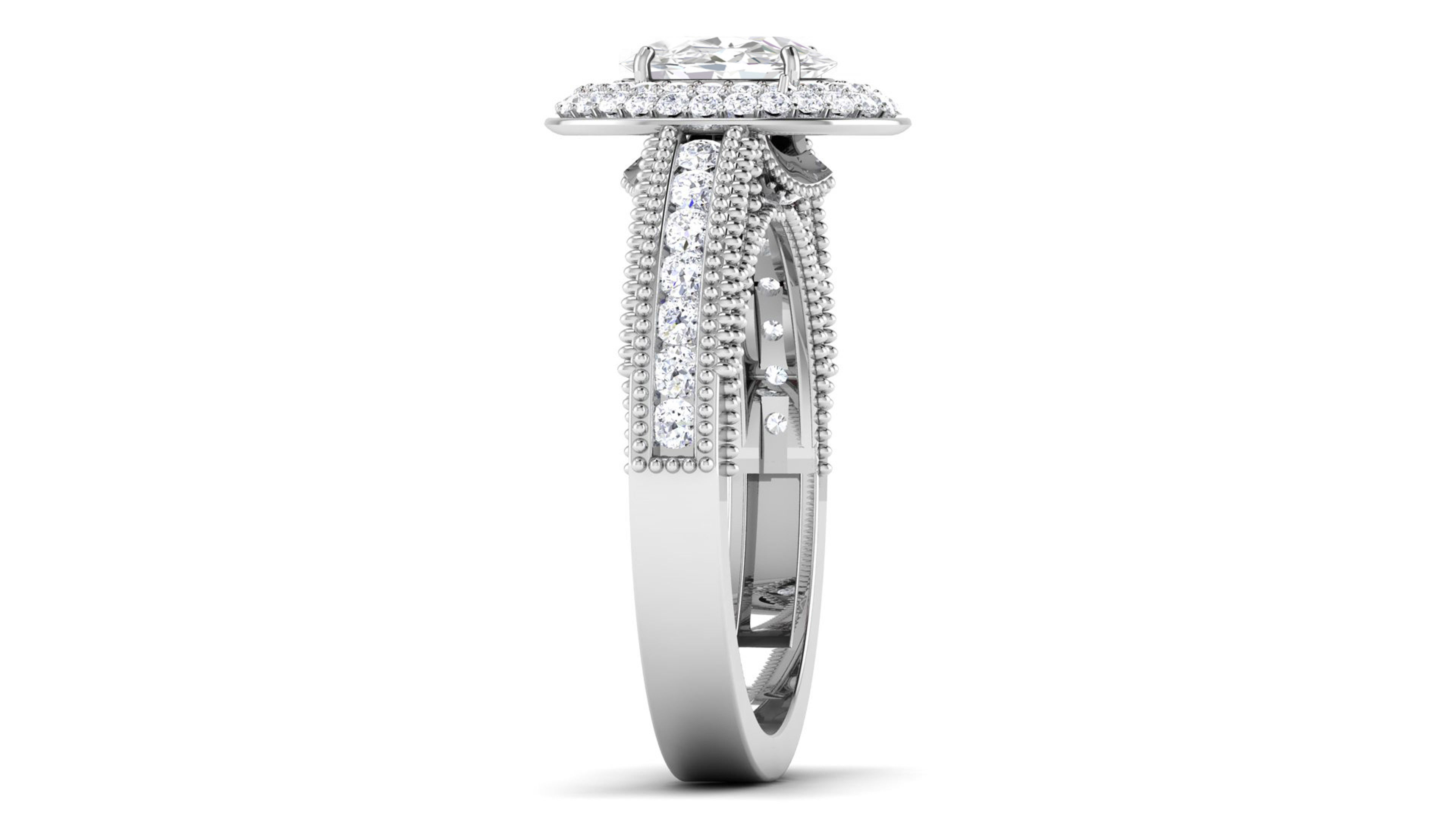 Engagement Wedding Ring Oval Stone Bridal Ring 3D print model_2