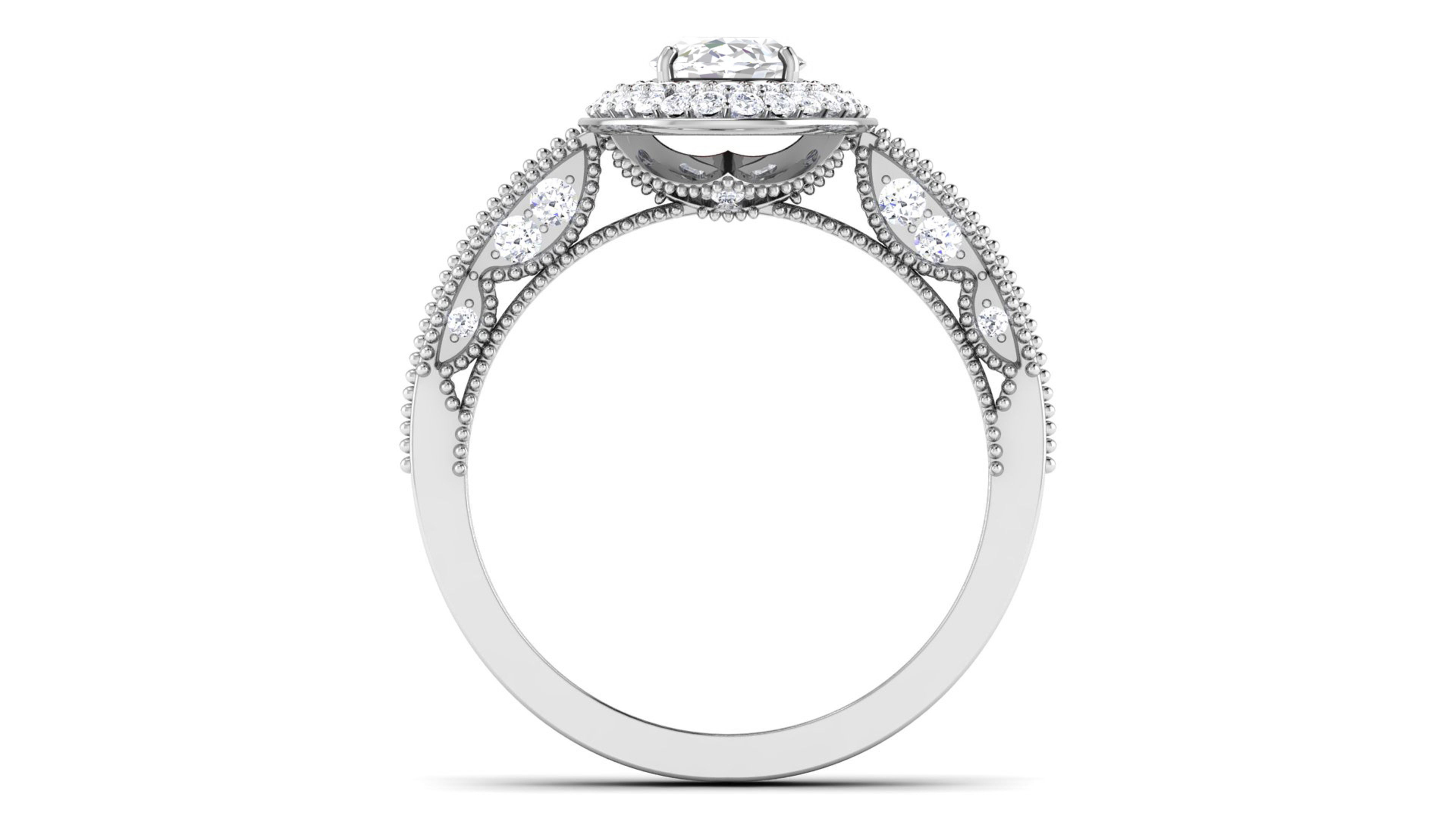 Engagement Wedding Ring Oval Stone Bridal Ring 3D print model_1